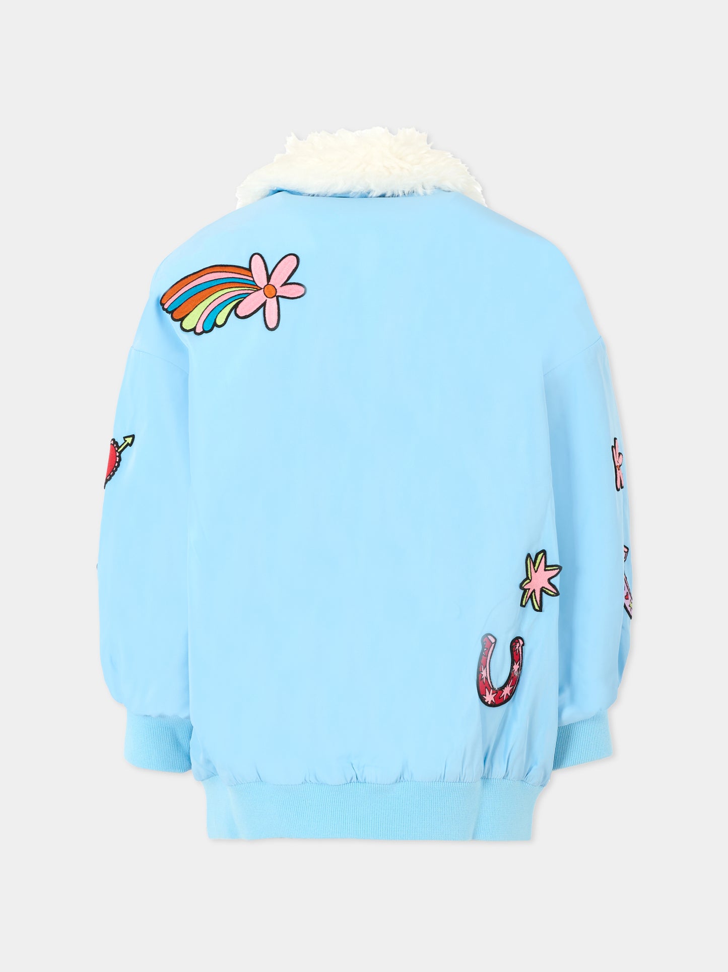 Giubbotto celeste per bambina con patch,Stella Mccartney Kids,TV2B07 Z2327 60C