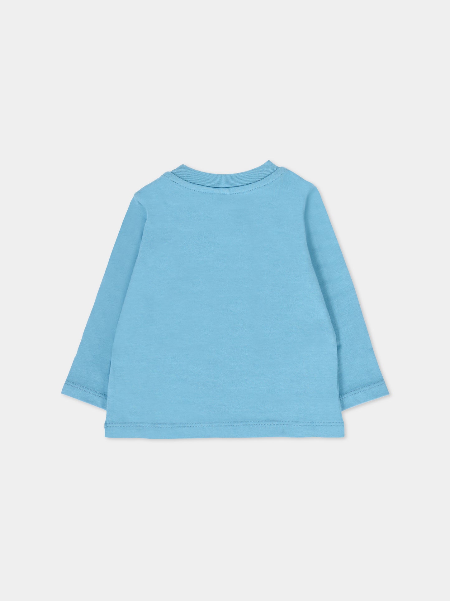 T-shirt azzurra per neonato con stampa spazio,Stella Mccartney Kids,TV8520 Z0434 626