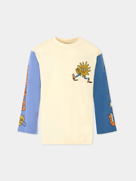 T-shirt beige per bambino con sole,Stella Mccartney Kids,TV8Q40 Z0434 168