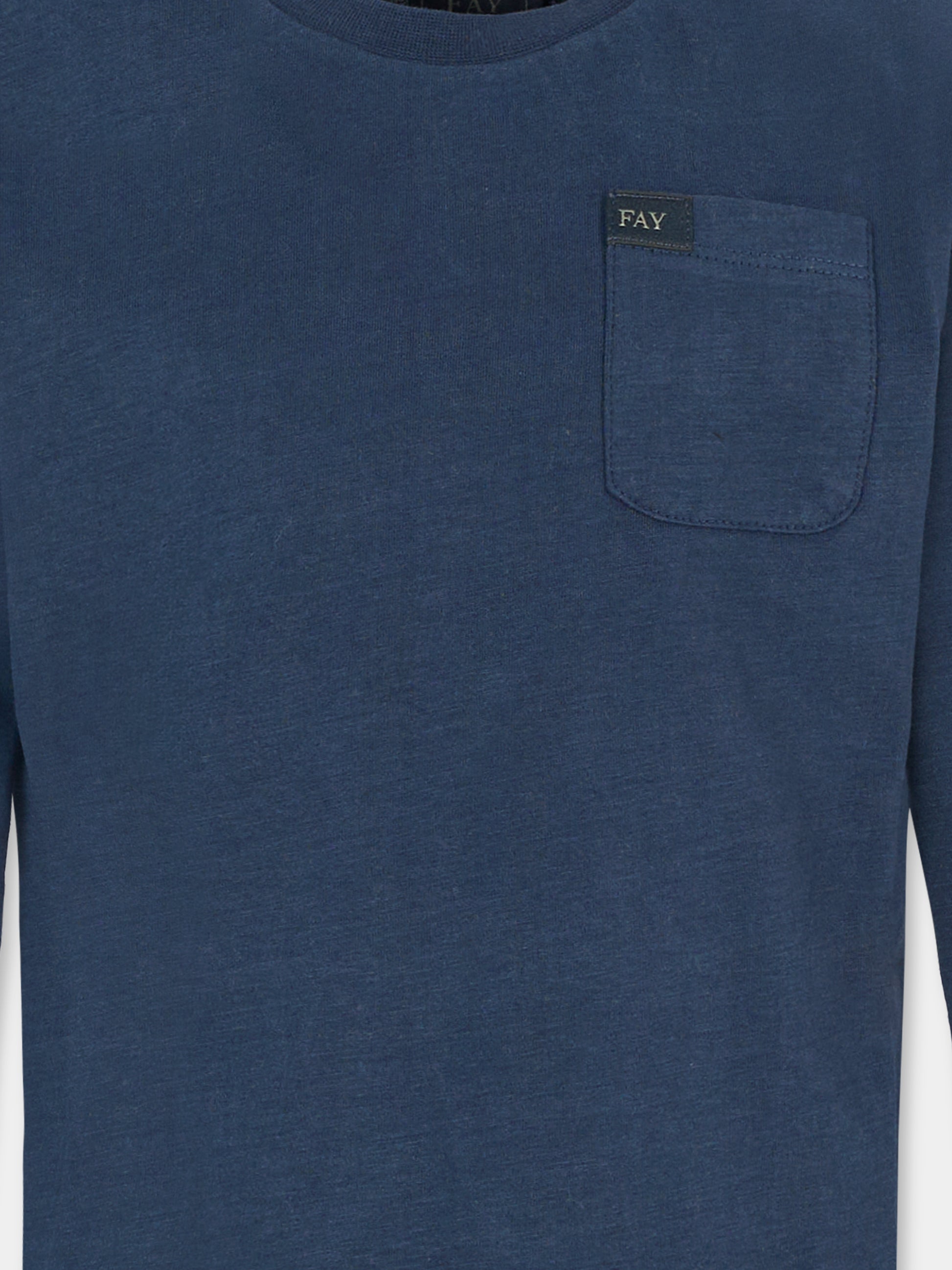 T-shirt blu per bambino con patch,Fay Kids,FT8P20 Z0761 667