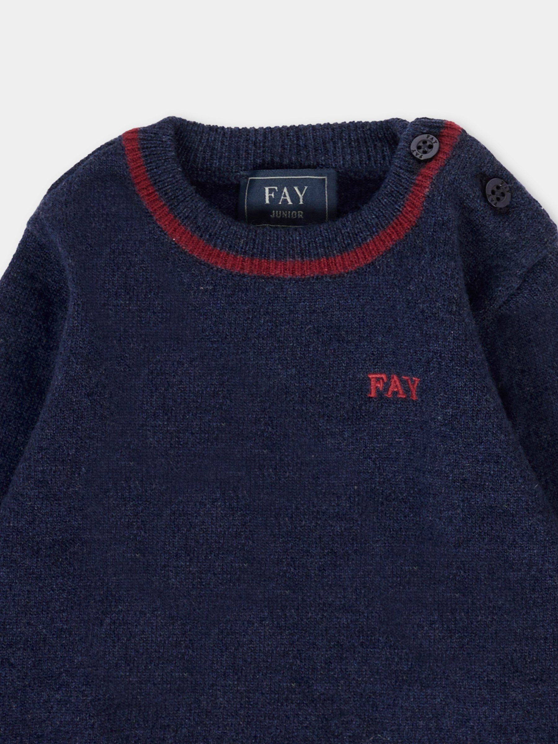 Maglione blu per neonato con logo,Fay Kids,FT9530 W0023 635