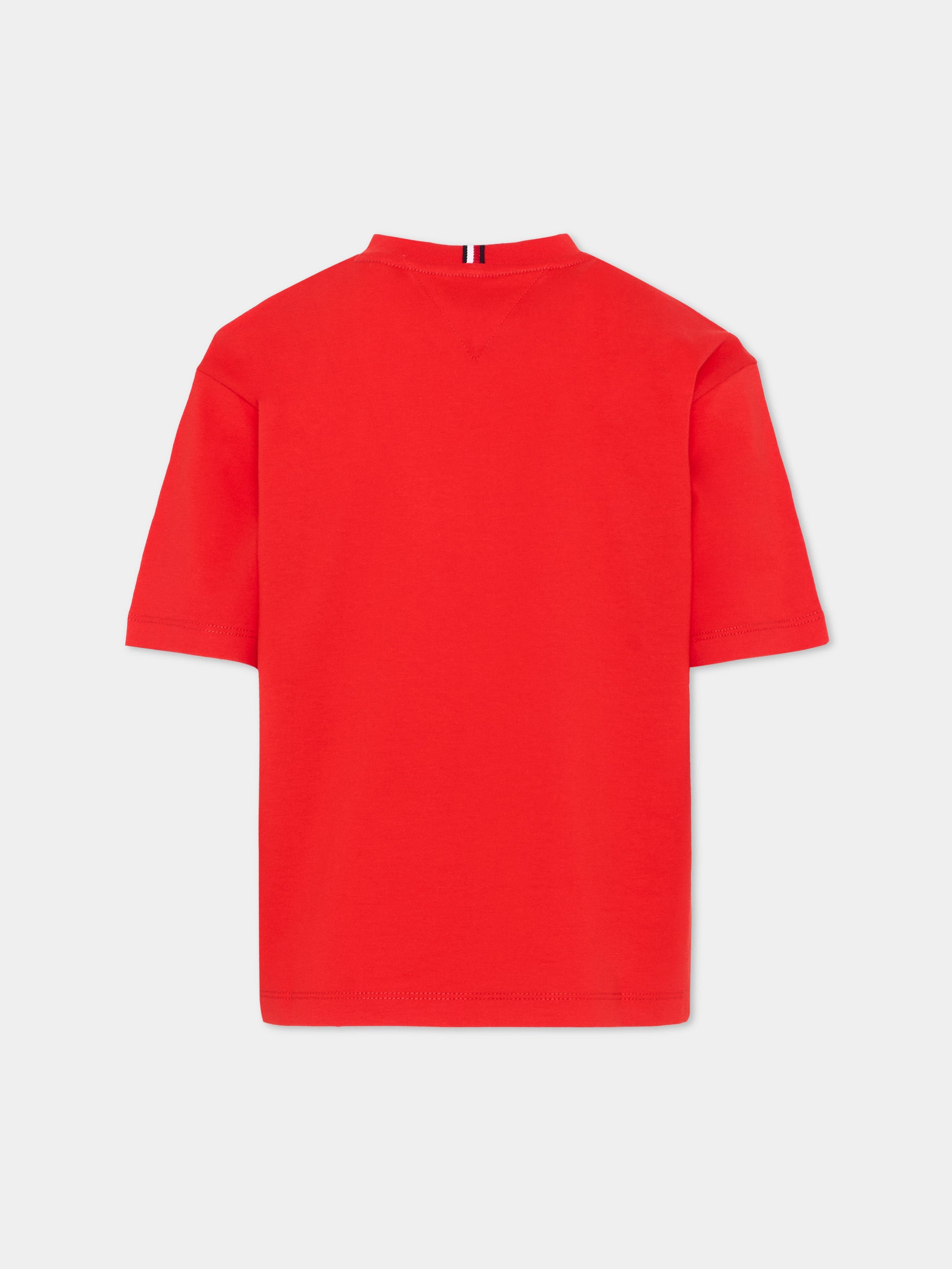 T-shirt rossa per bambino con Tommy Flag,Tommy Hilfiger Junior,KB0KB09646 XL8