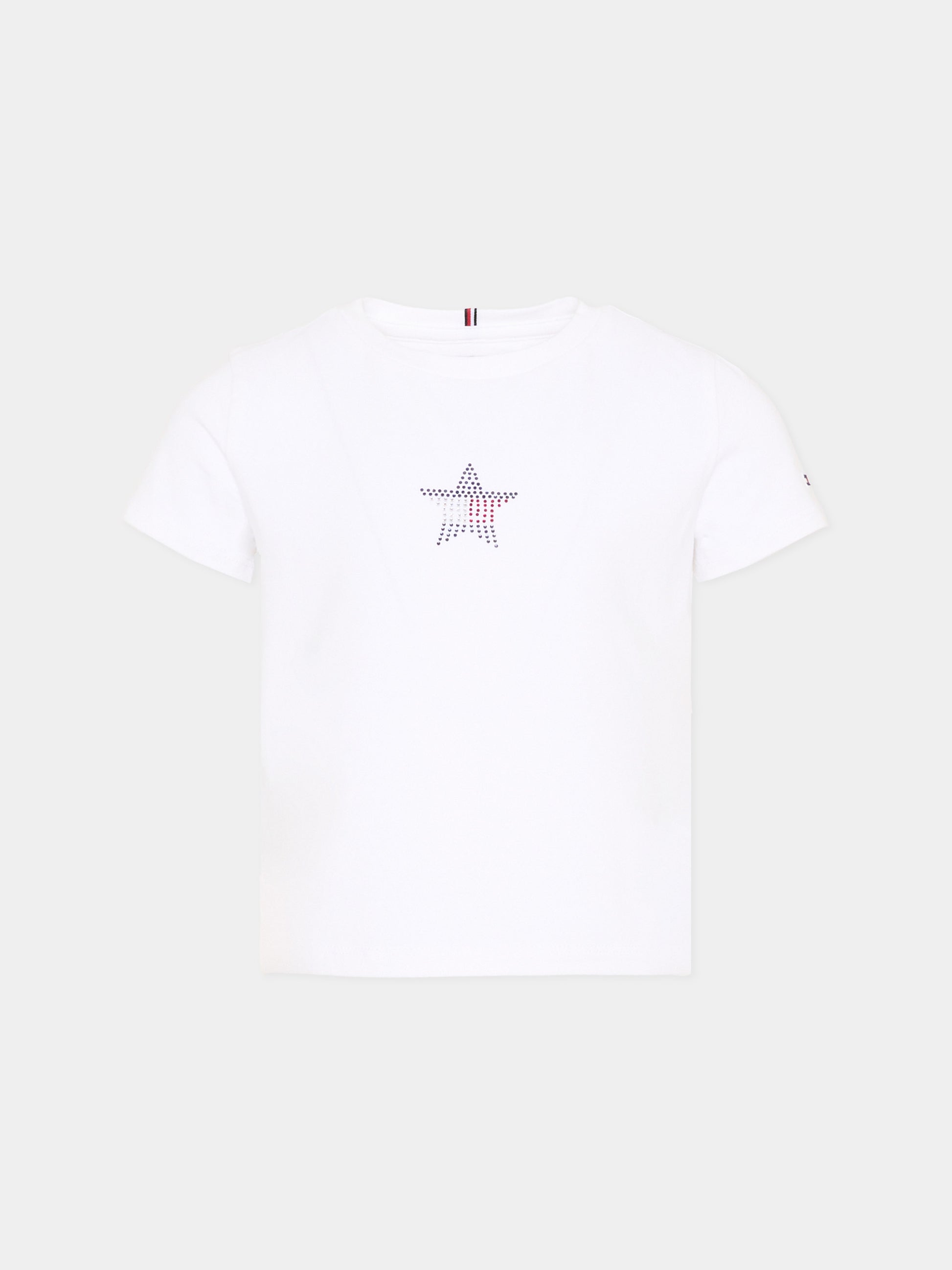 T-shirt bianca per bambina con stella,Tommy Hilfiger Junior,KG0KG09097 YBR