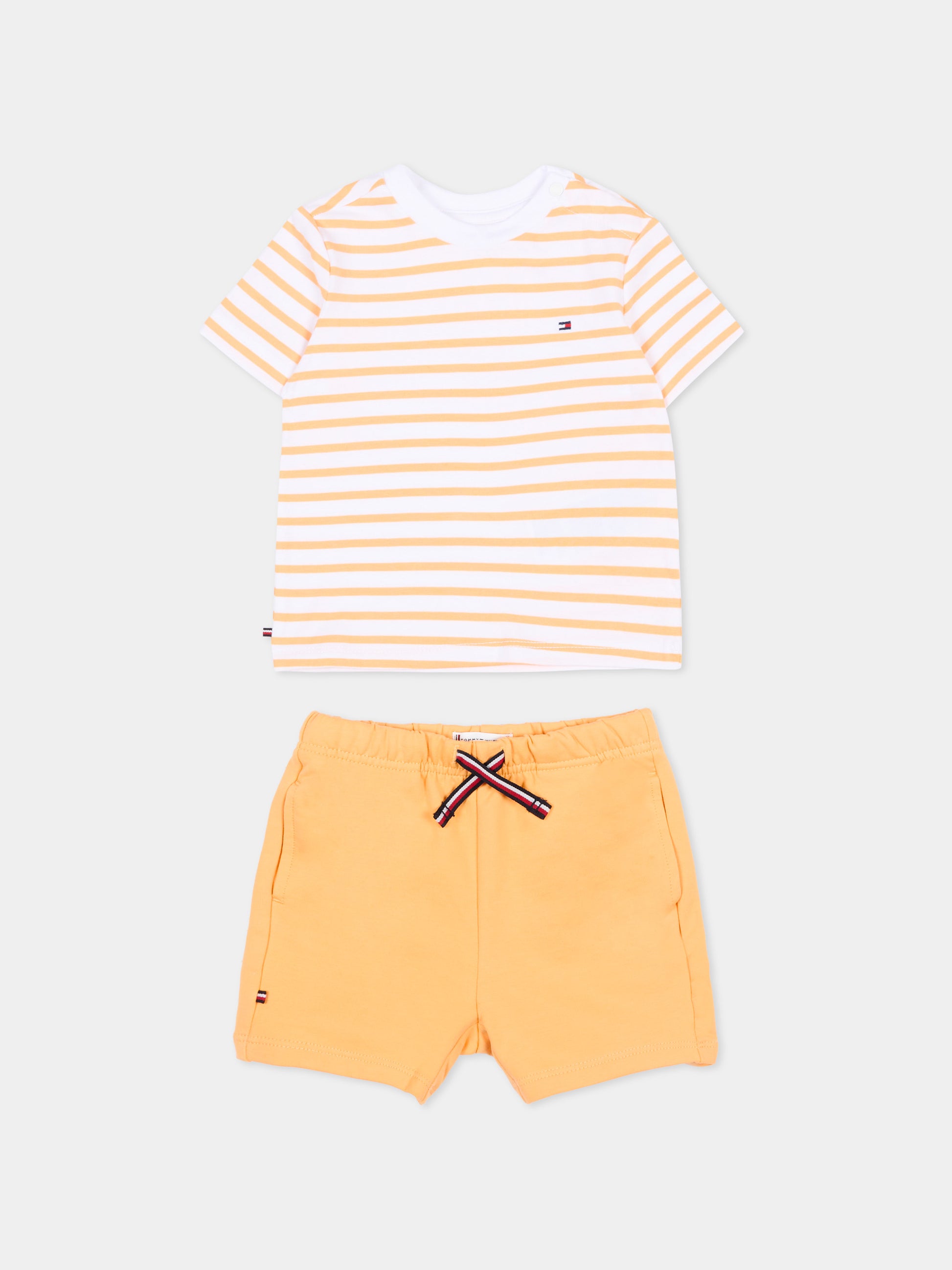 Completo sportivo arancione per neonato a righe,Tommy Hilfiger Junior,KN0KN02379 SEV