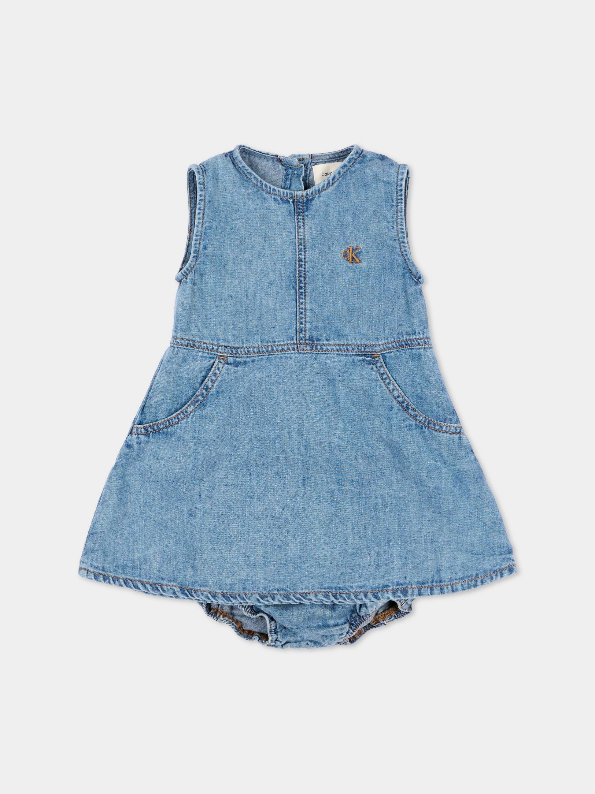 Vestito denim per neonata,Calvin Klein Kids,LVCKSJH14G 1A4
