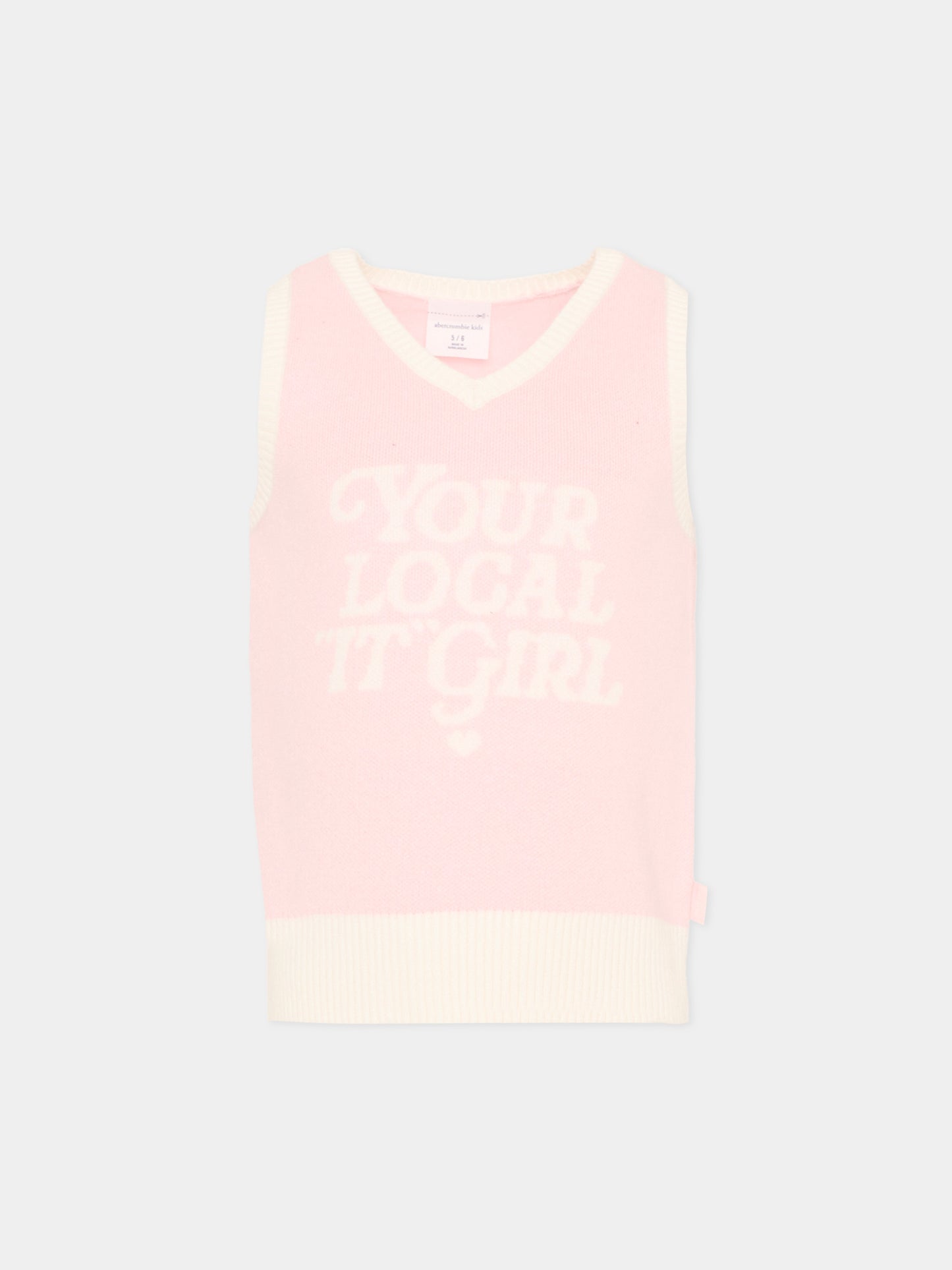 Gilet rosa per bambina con scritta,Abercrombie & Fitch,43AM35 AGX