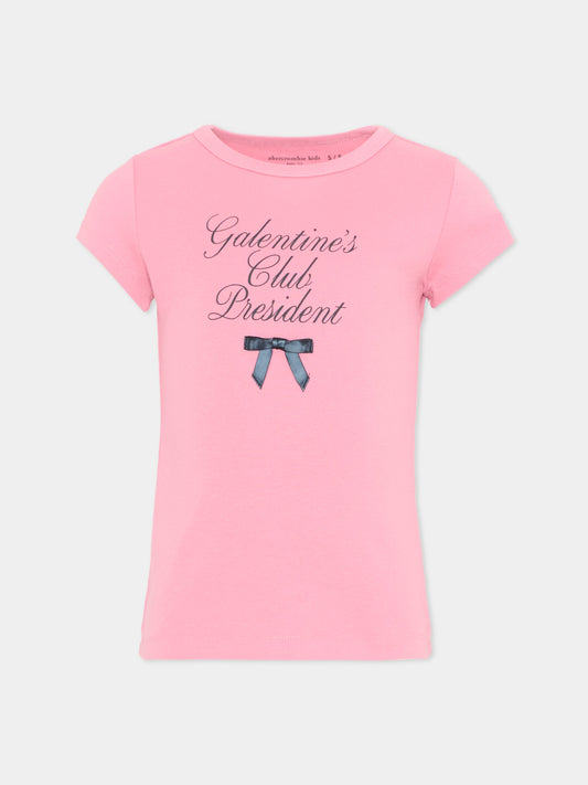 T-shirt rosa per bambina con stampa,Abercrombie & Fitch,43AN35 AMR