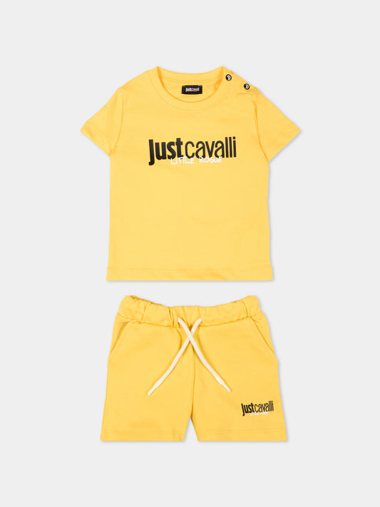 Completo sportivo giallo per neonato con logo,Just Cavalli Kids,JIP26090CJ YELLOW DAFFODIL