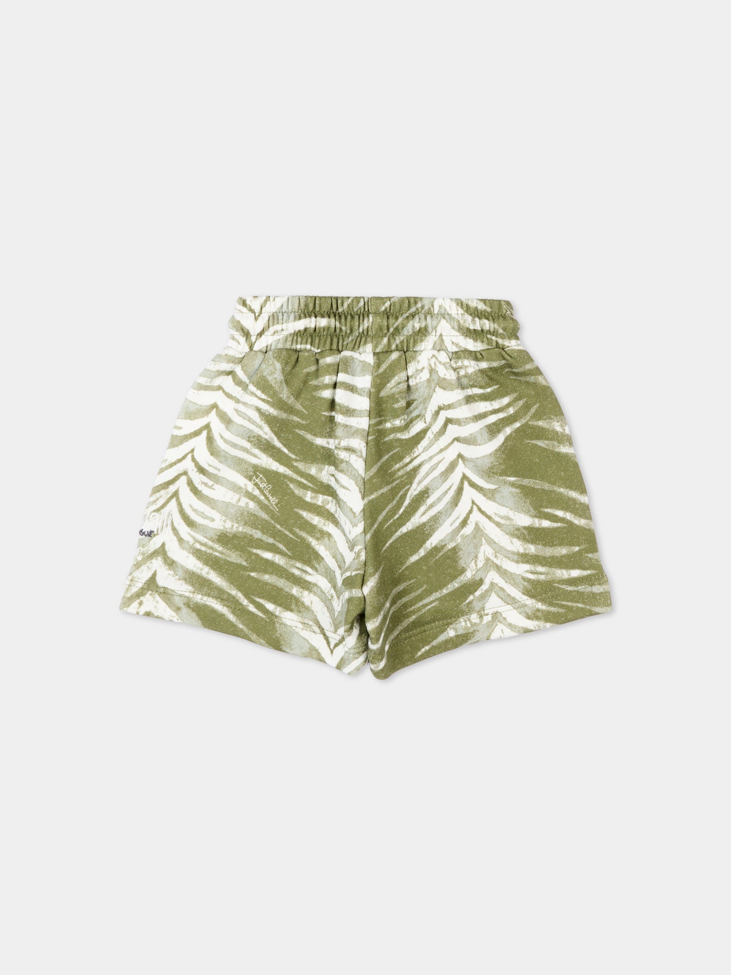 Shorts sportivi verdi per neonato con stampa zebrata,Just Cavalli Kids,JIP26094BE ZEBRA GREEN CALLISTE