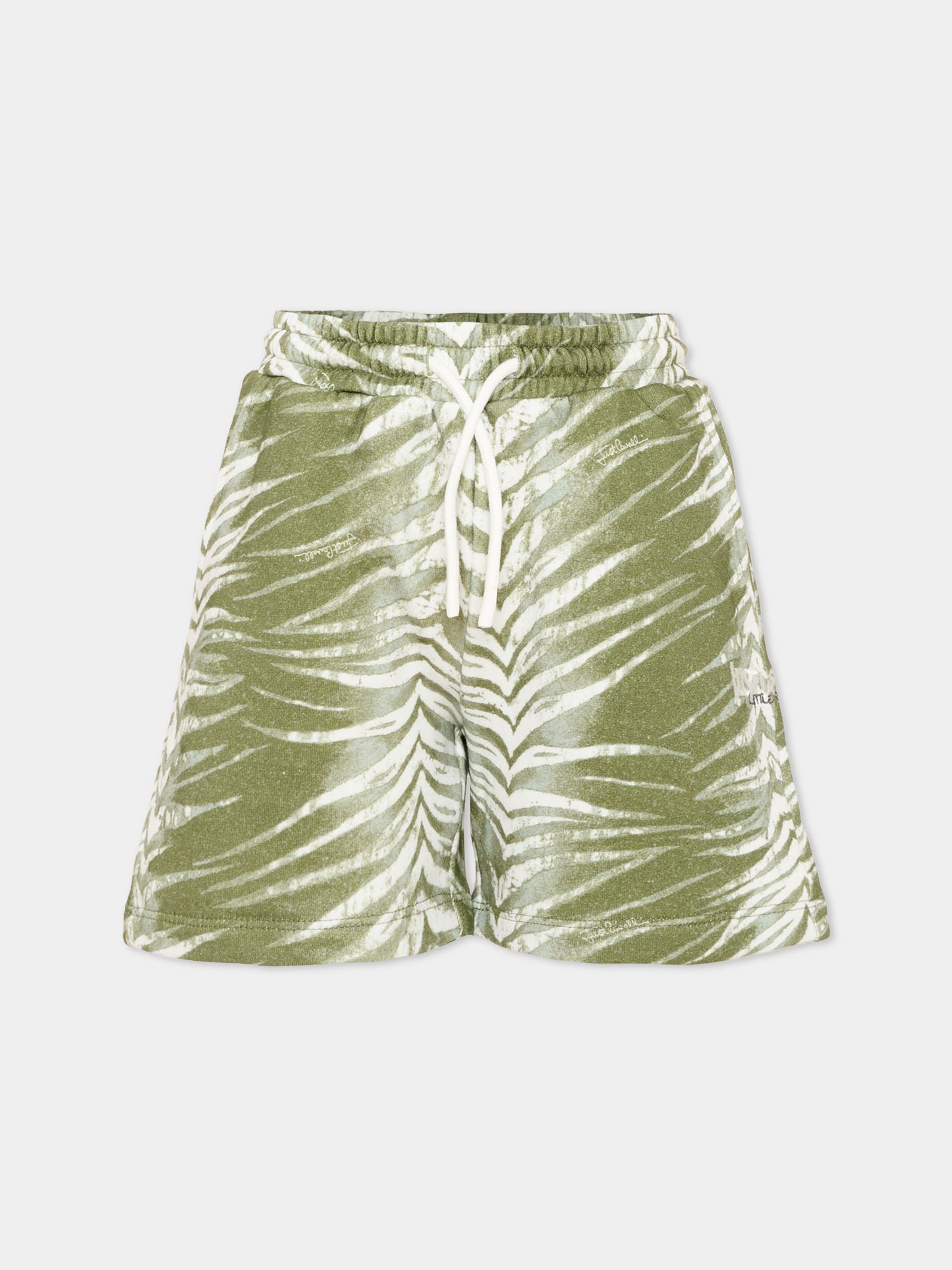 Shorts sportivi verdi per bambino con stampa zebrata,Just Cavalli Kids,JIP26094BE ZEBRA GREEN CALLISTE