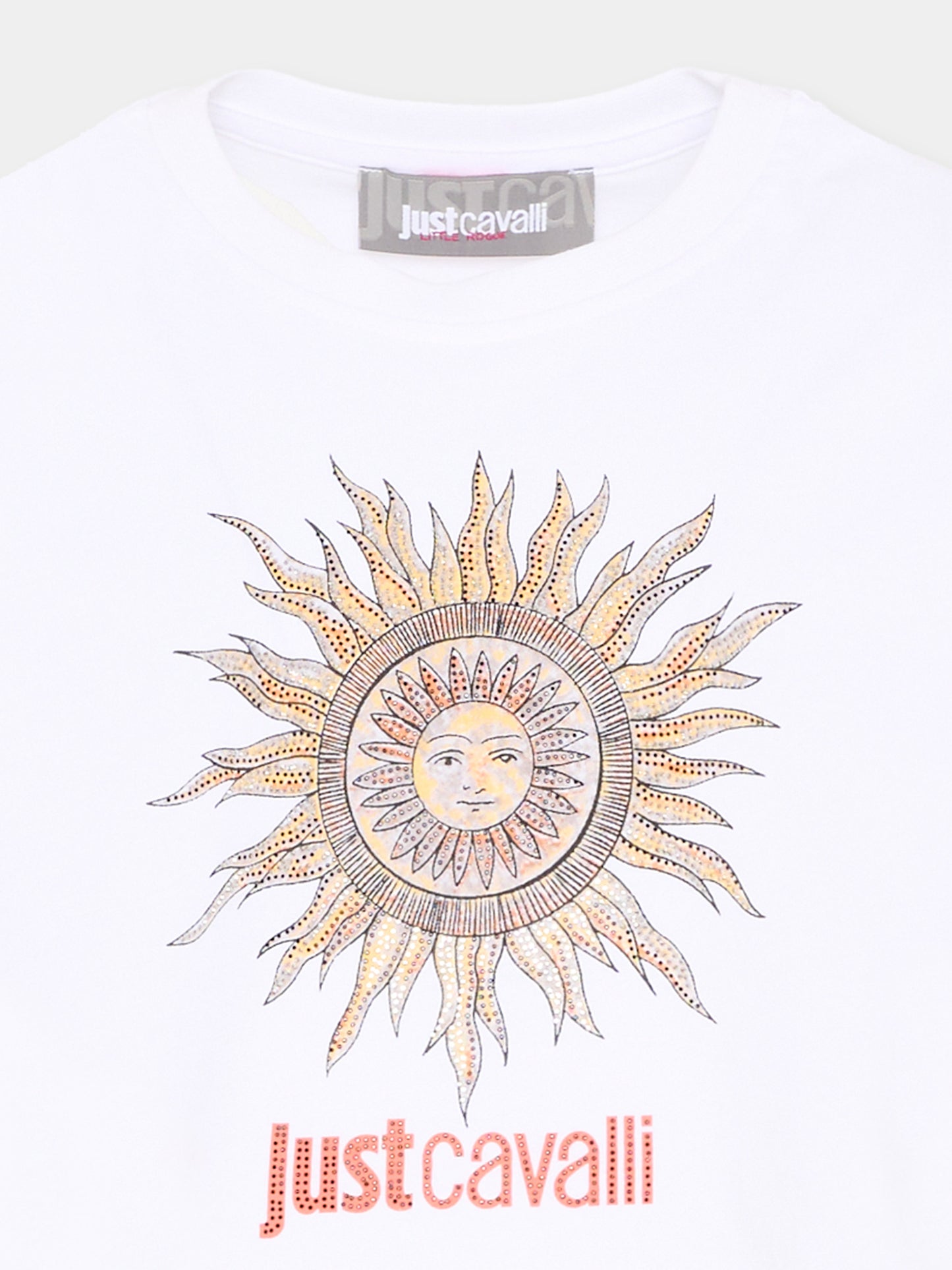 T-Shirt bianca per bambina con sole,Just Cavalli Kids,JGP26076TS WHITE