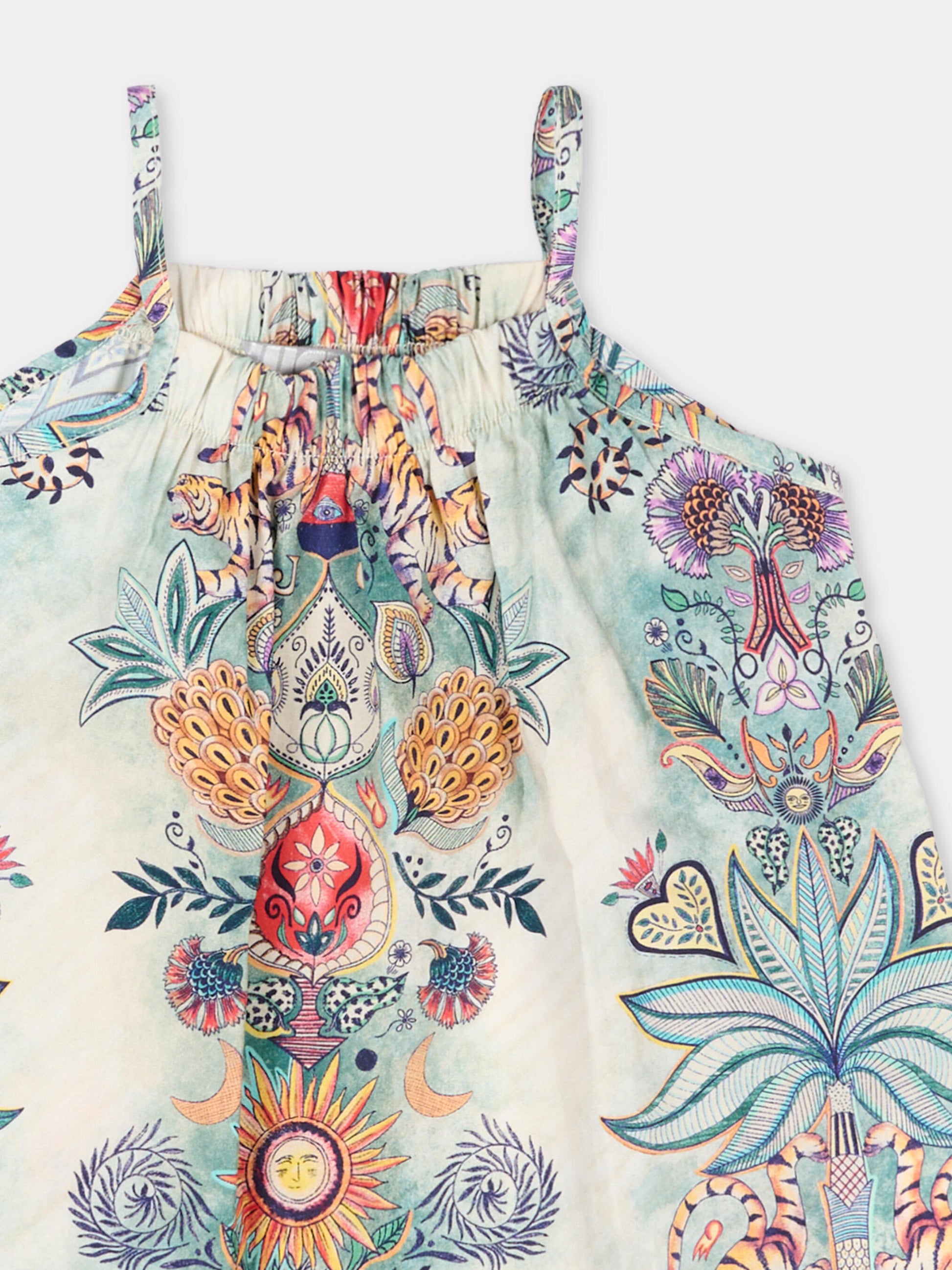 Vestito multicolor per neonata con stampa Tropical Garden,Just Cavalli Kids,JIP26112VE TROPICAL GARDEN