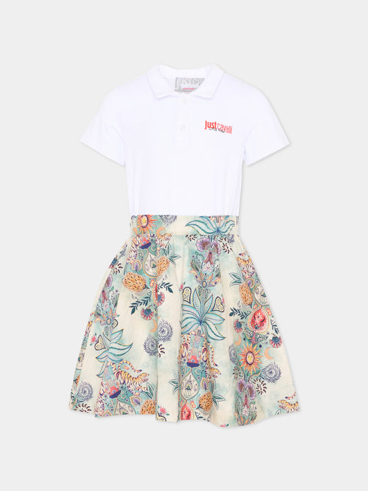 Vestito multicolor per bambina con stampa floreale,Just Cavalli Kids,JIP26109VE PRISTINE