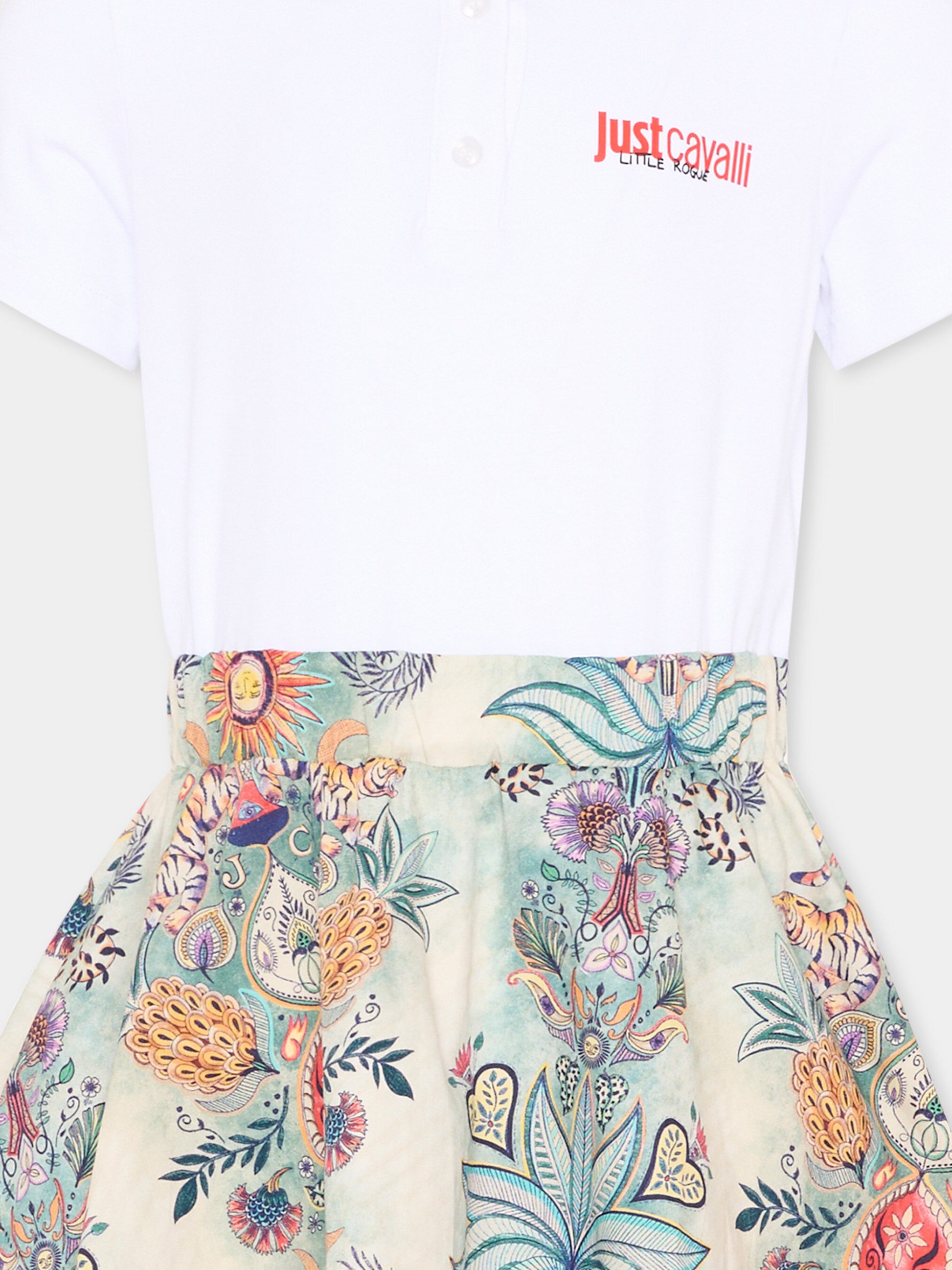 Vestito multicolor per bambina con stampa floreale,Just Cavalli Kids,JIP26109VE PRISTINE