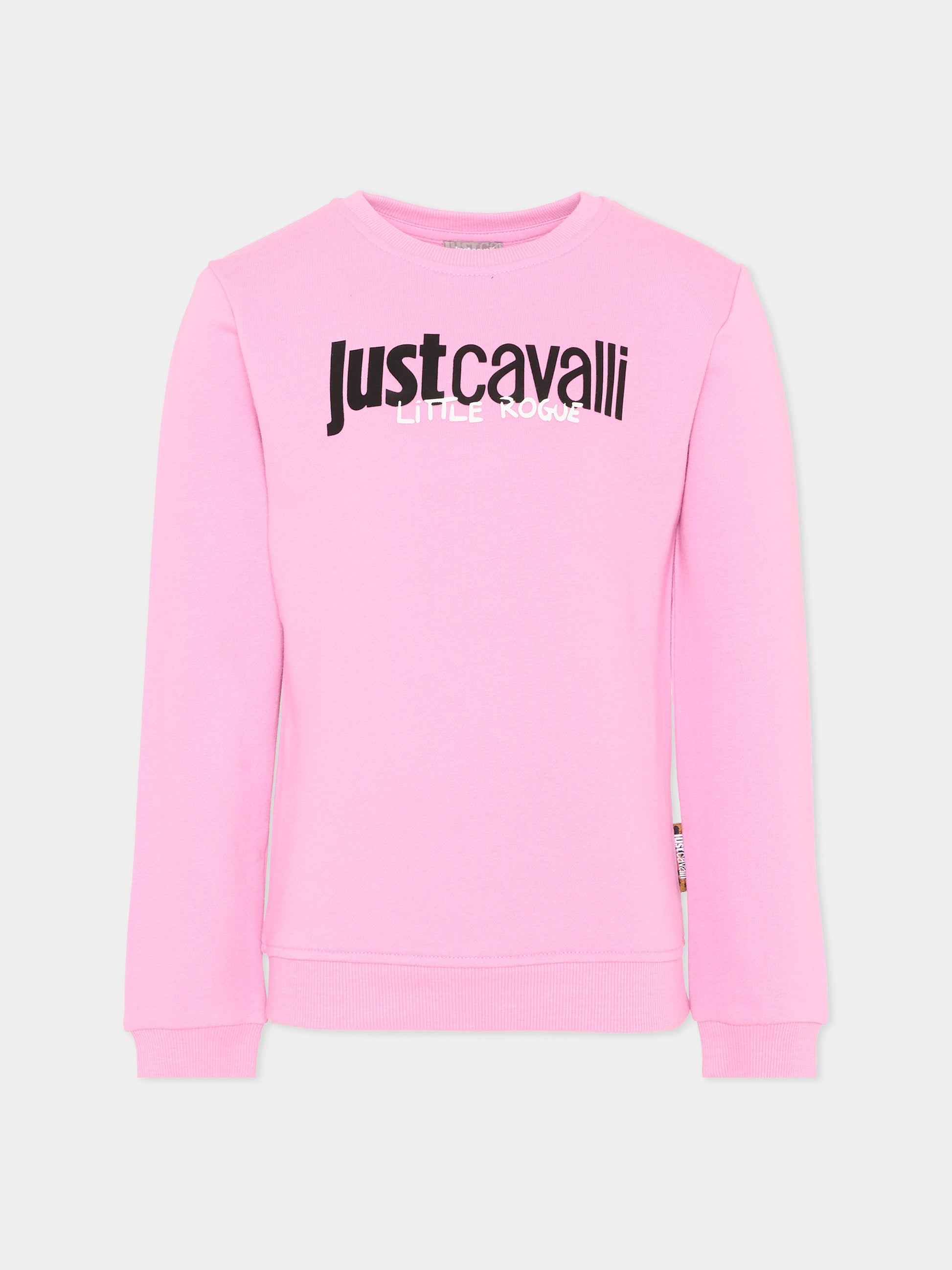 Felpa rosa per bambina con logo,Just Cavalli Kids,JIP26028FE PINK BEGONIA