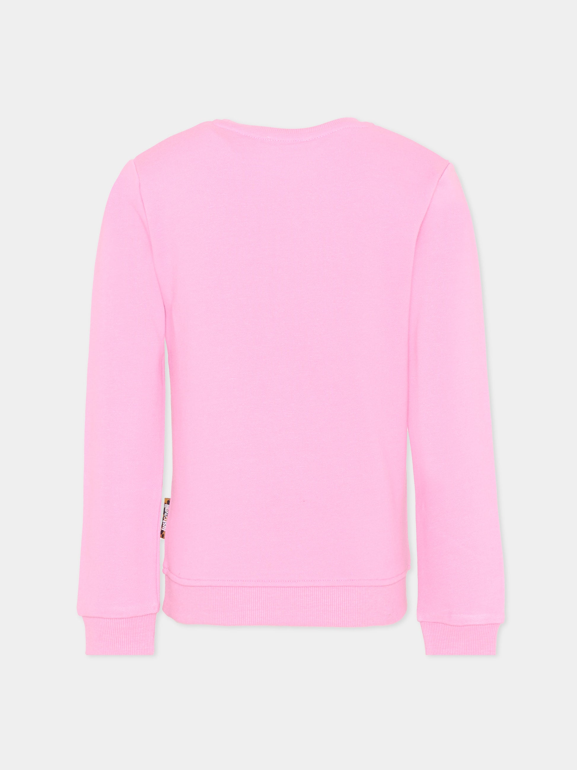Felpa rosa per bambina con logo,Just Cavalli Kids,JIP26028FE PINK BEGONIA