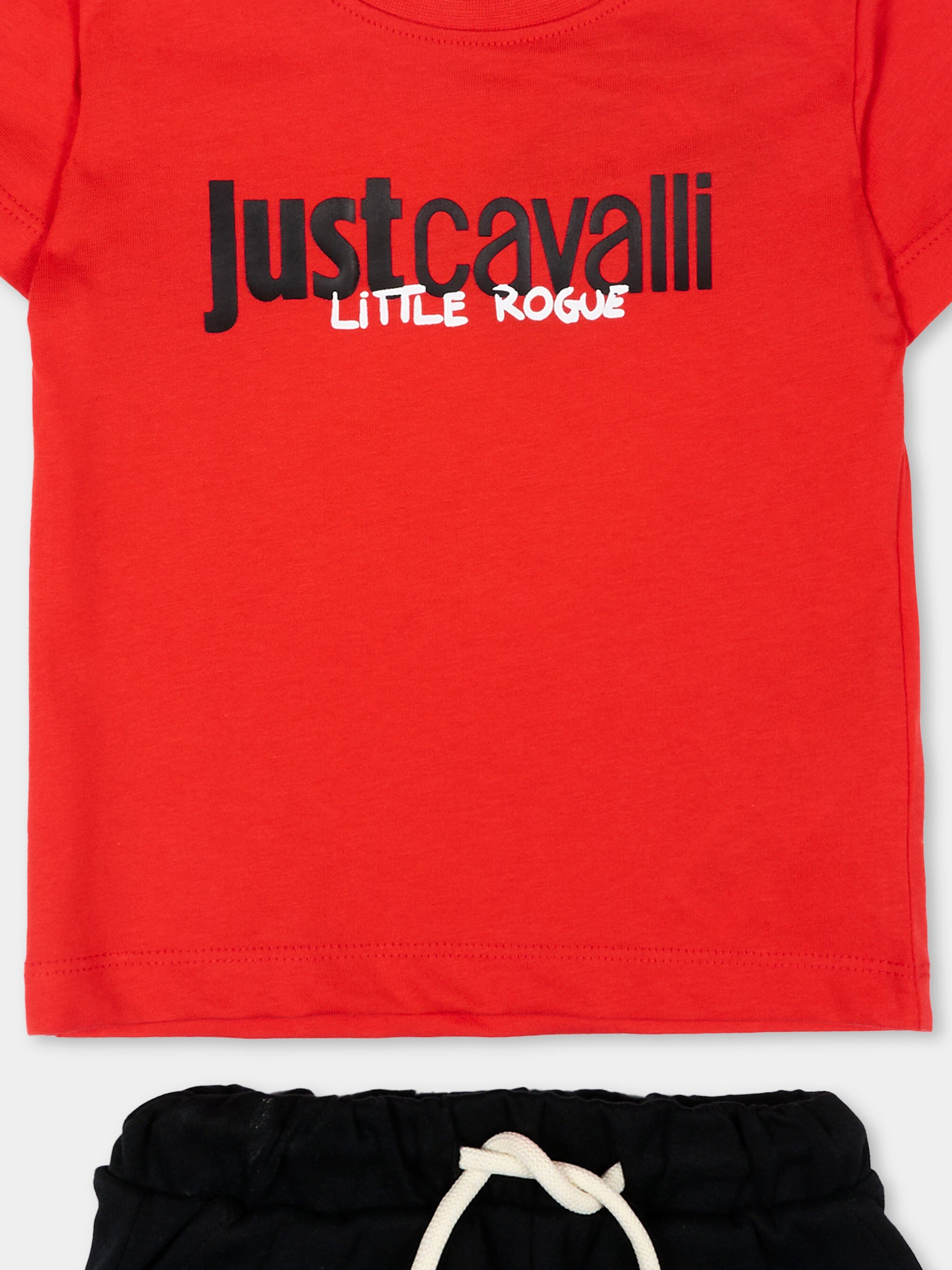Completo sportivo rosso per neonati con logo,Just Cavalli Kids,JIP26090CJ RED FLAME SCARLAT