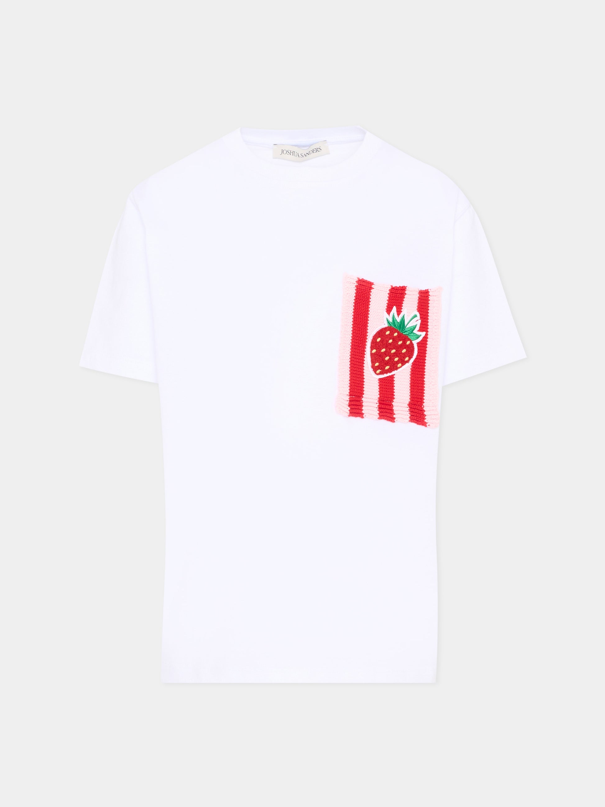 T-shirt bianca per bambina con fragola,Joshua Sanders Kidz,K36A2TS08WH