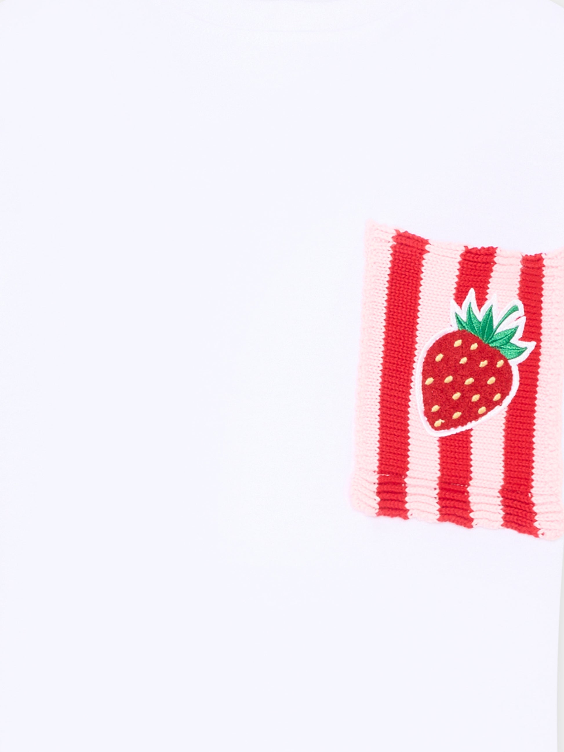 T-shirt bianca per bambina con fragola,Joshua Sanders Kidz,K36A2TS08WH