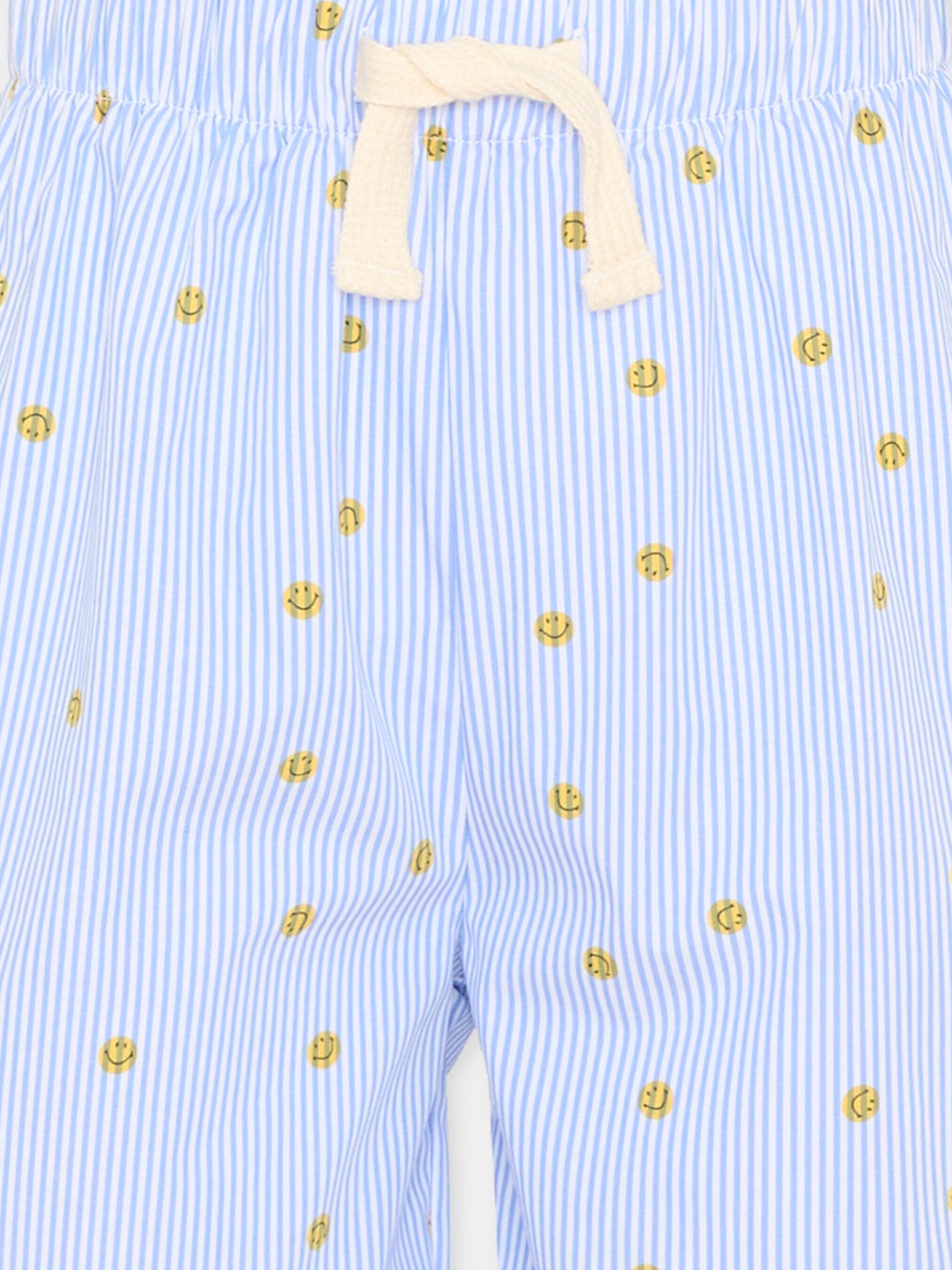 Shorts celeste per bambini con smiley,Joshua Sanders Kidz,K36A3PA03BU