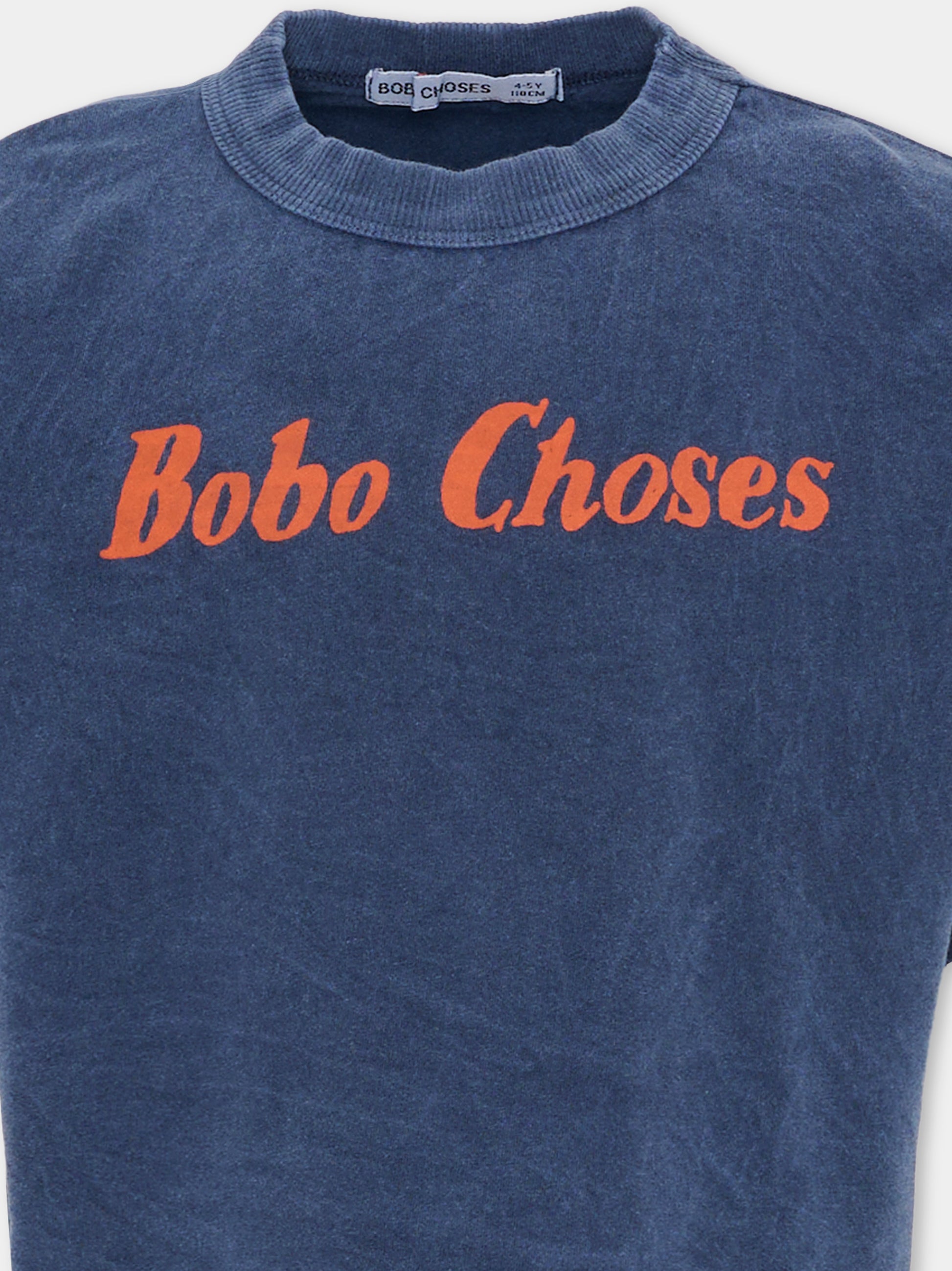 T-Shirt blu per bambini con logo,Bobo Choses,B126AC014