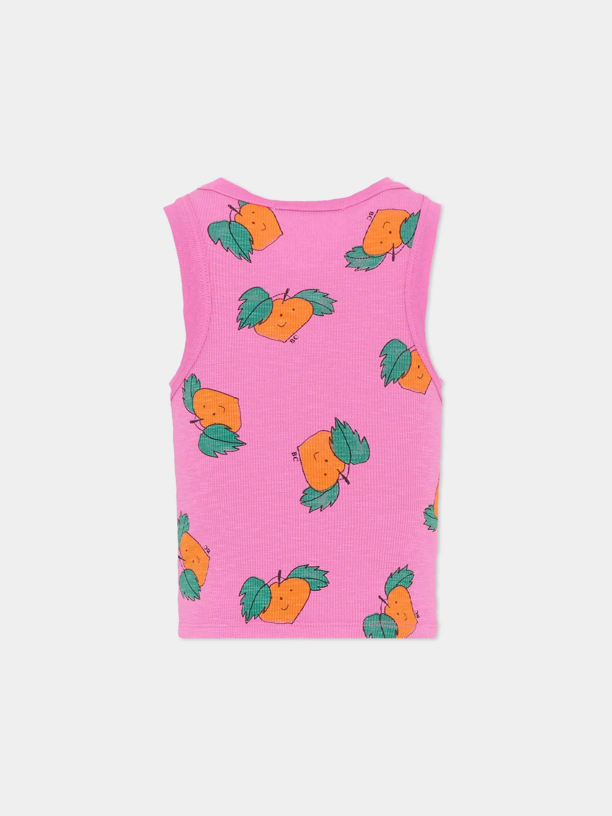 Canotta viola per bambina con stampa mandarini,Bobo Choses,B126AC028