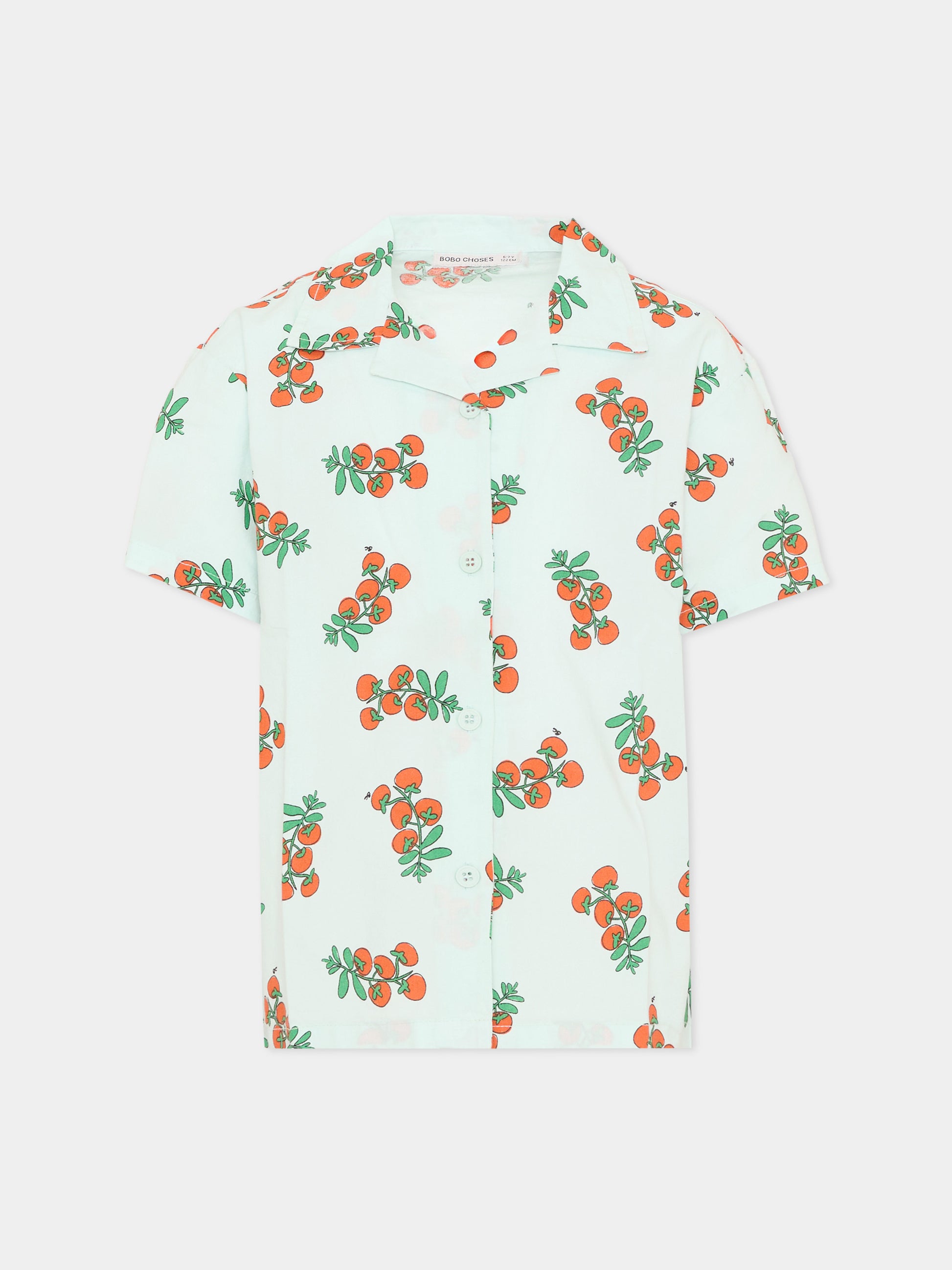 Camicia azzurra per bambina con pomodori,Bobo Choses,B126AC033