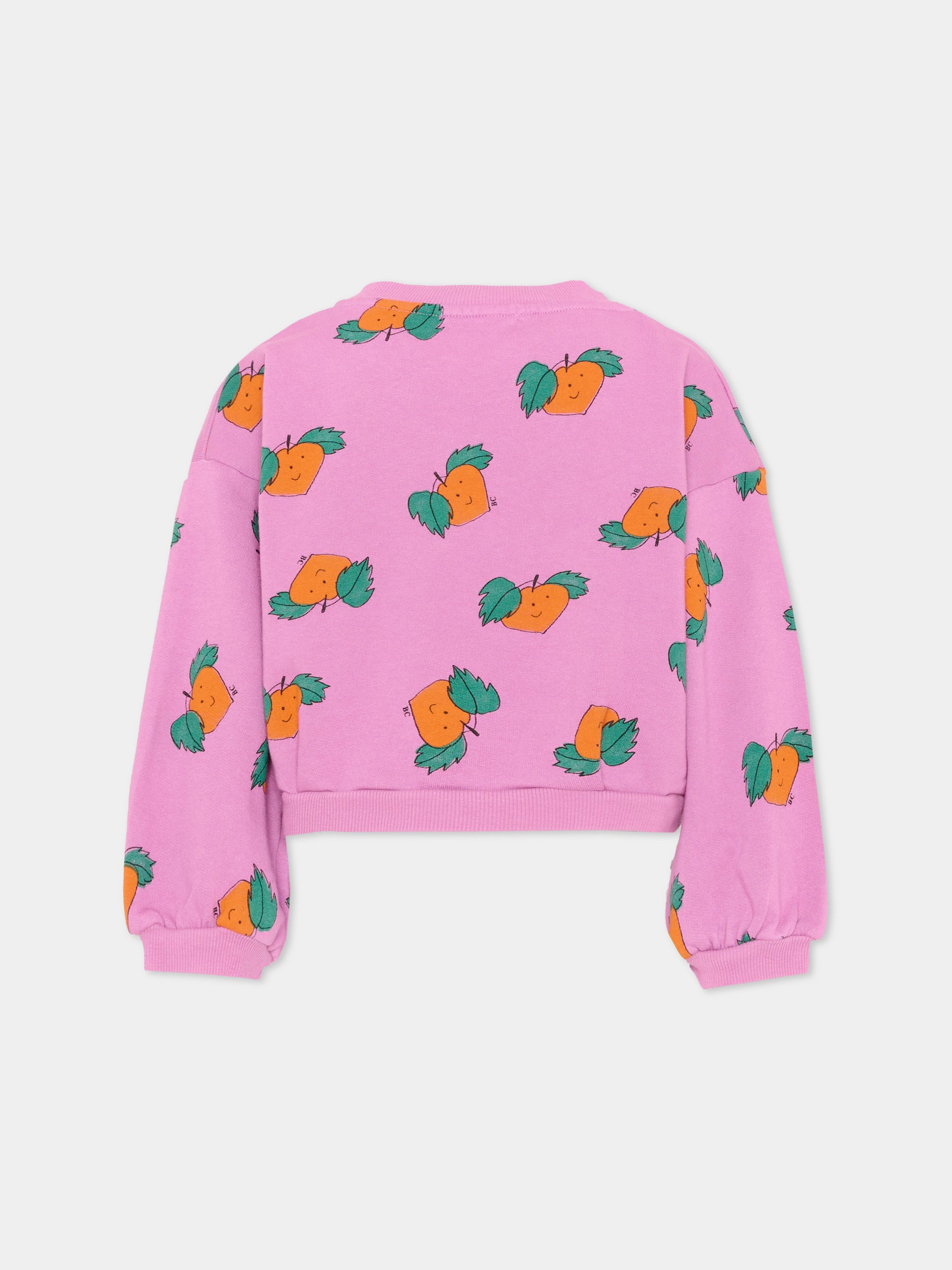 Felpa viola per bambina con stampa mandarini,Bobo Choses,B126AC044