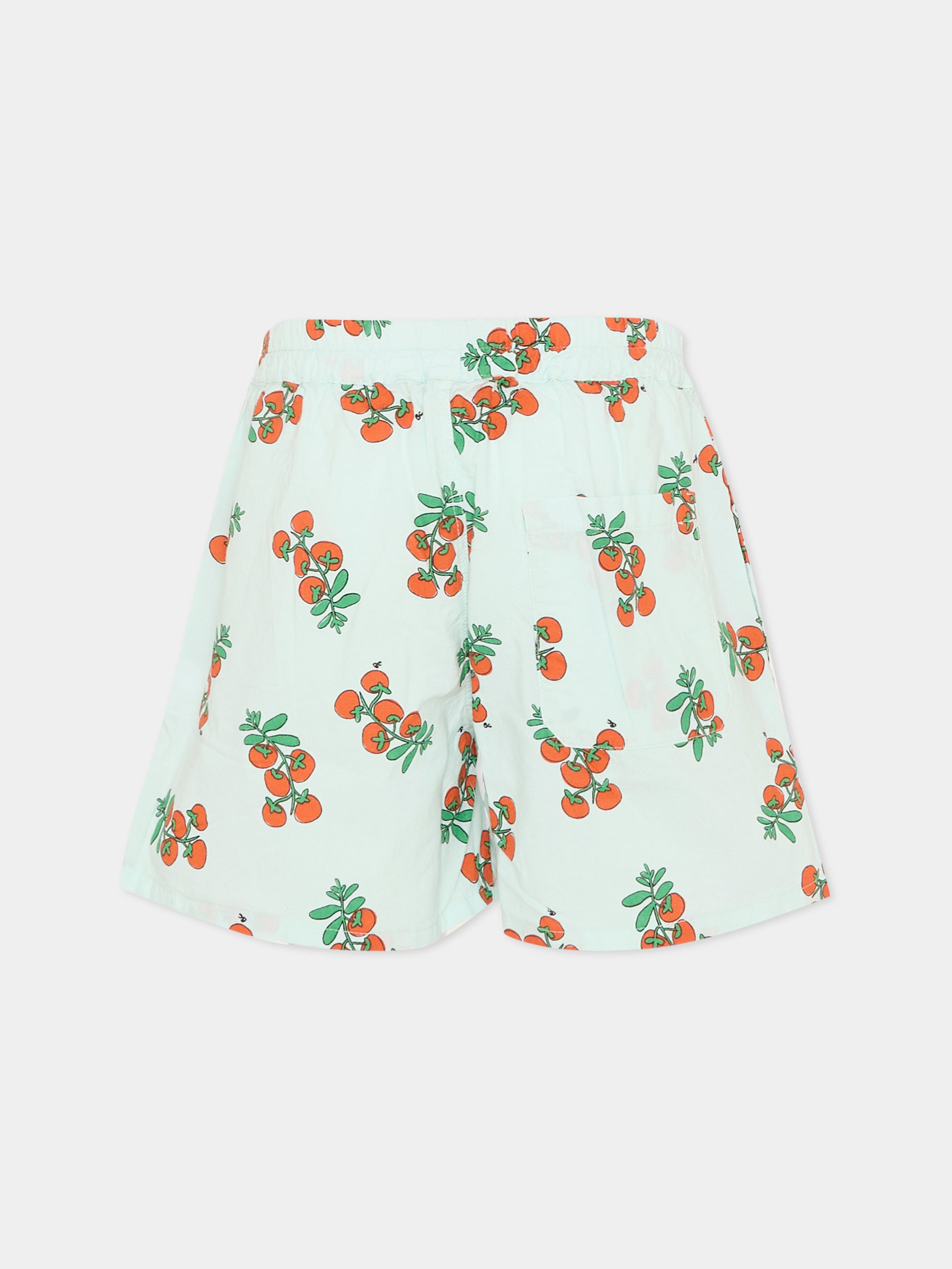 Shorts azzurro per bambina con stampa pomodori,Bobo Choses,B126AC067