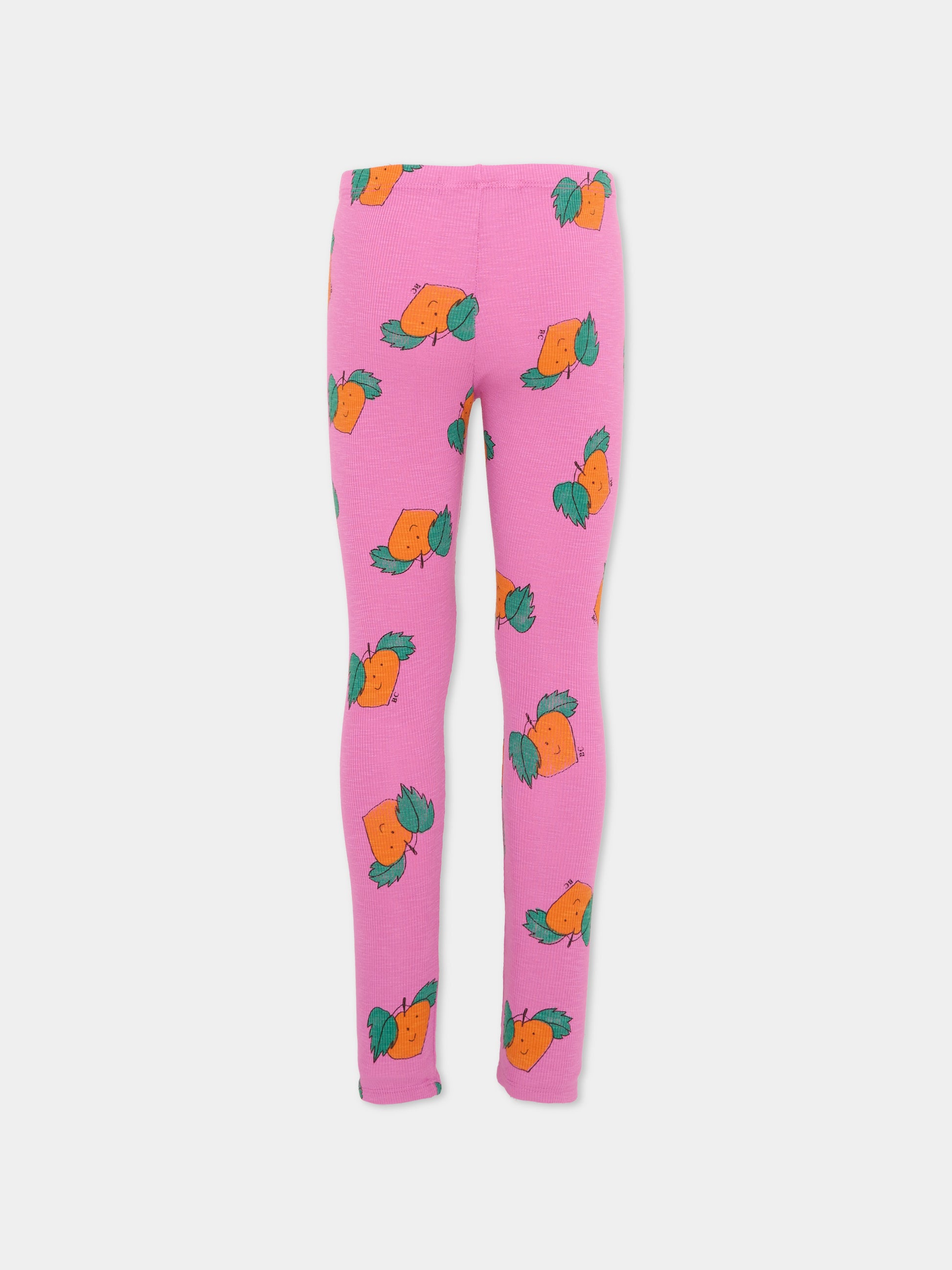 Leggings viola per bambina con stampa mandarino,Bobo Choses,B126AC083