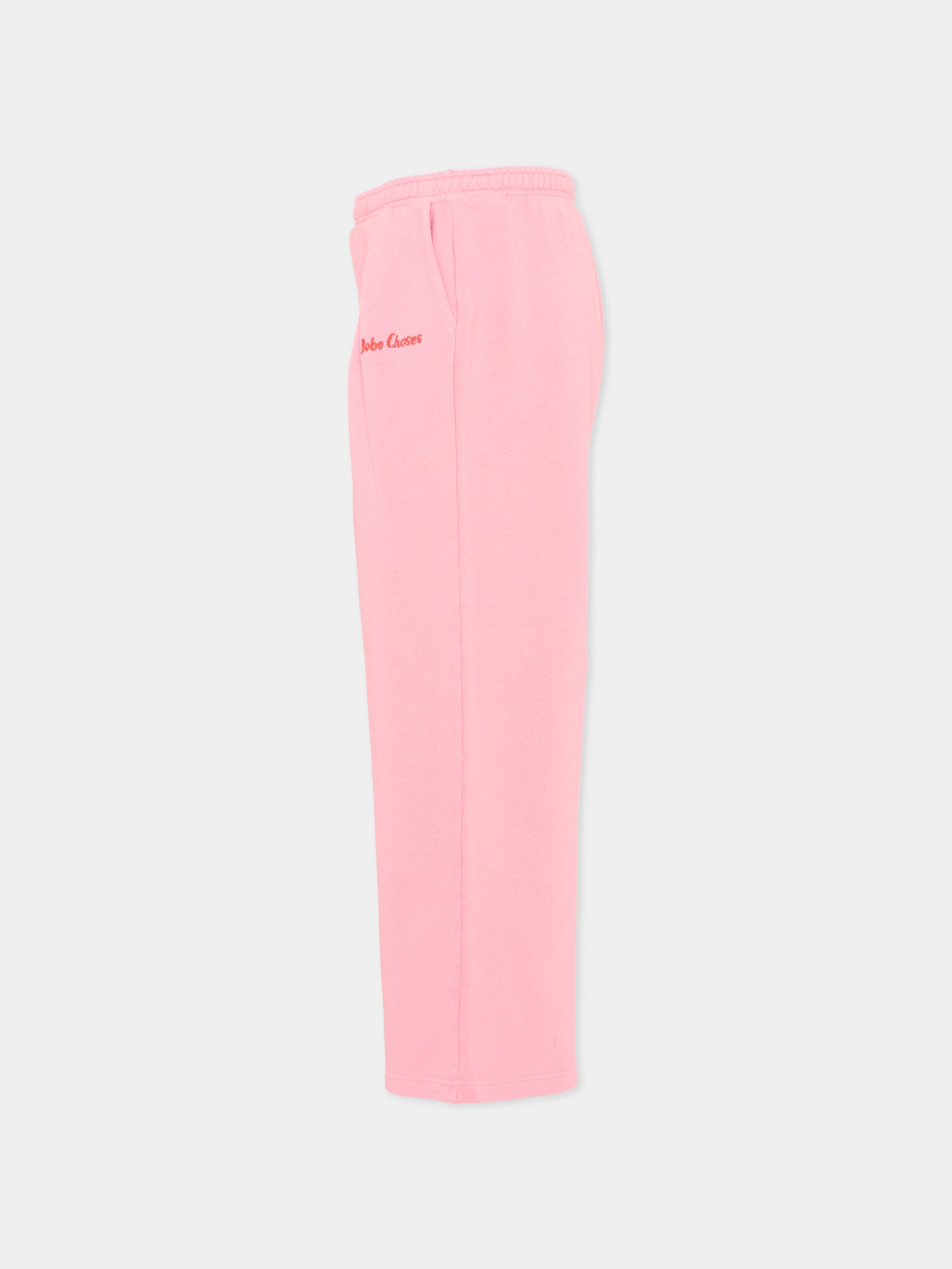 Pantaloni sportivi rosa per bambina con logo,Bobo Choses,B126AC087