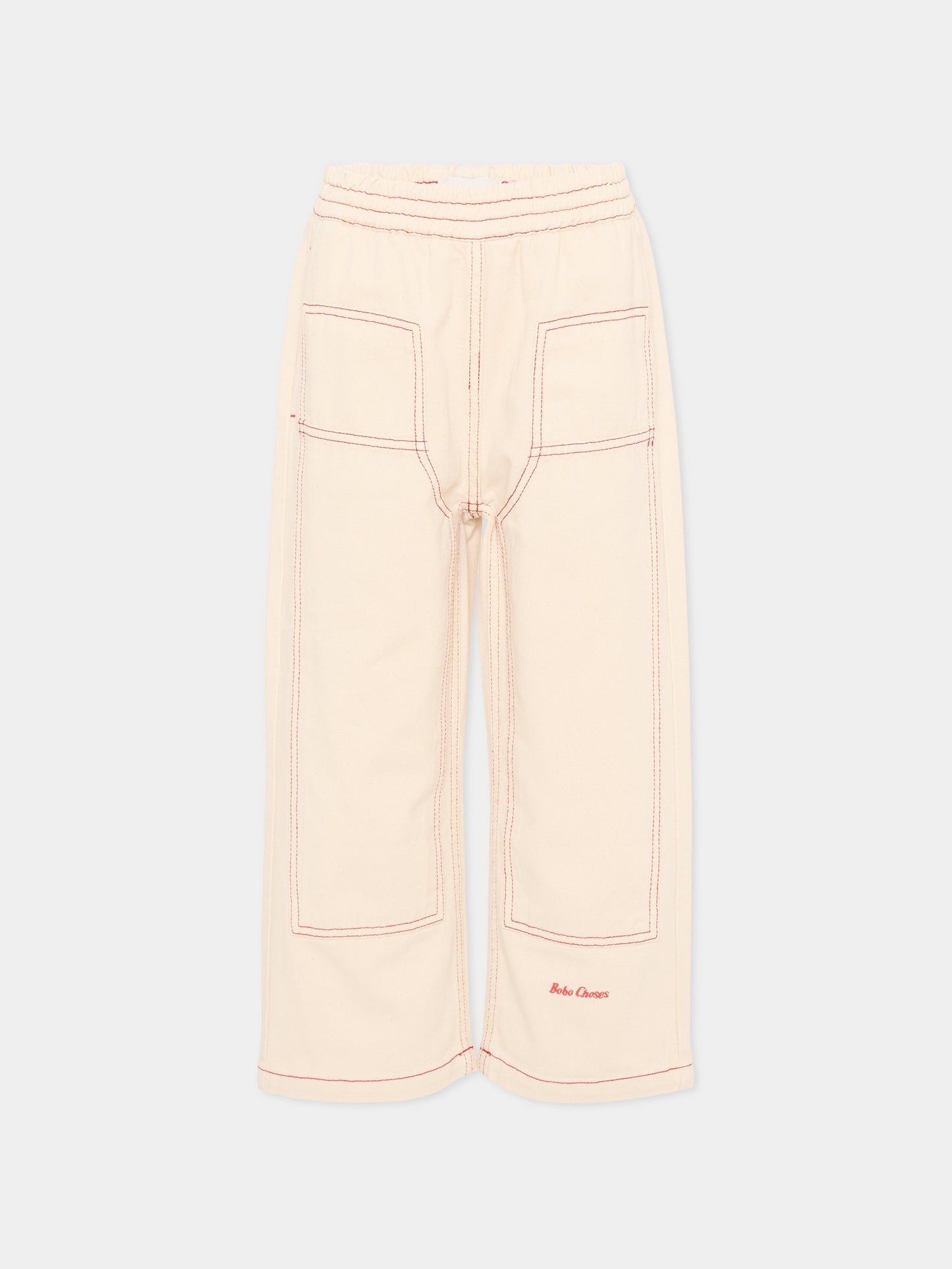 Jeans beige per bambini con logo,Bobo Choses,B126AC094