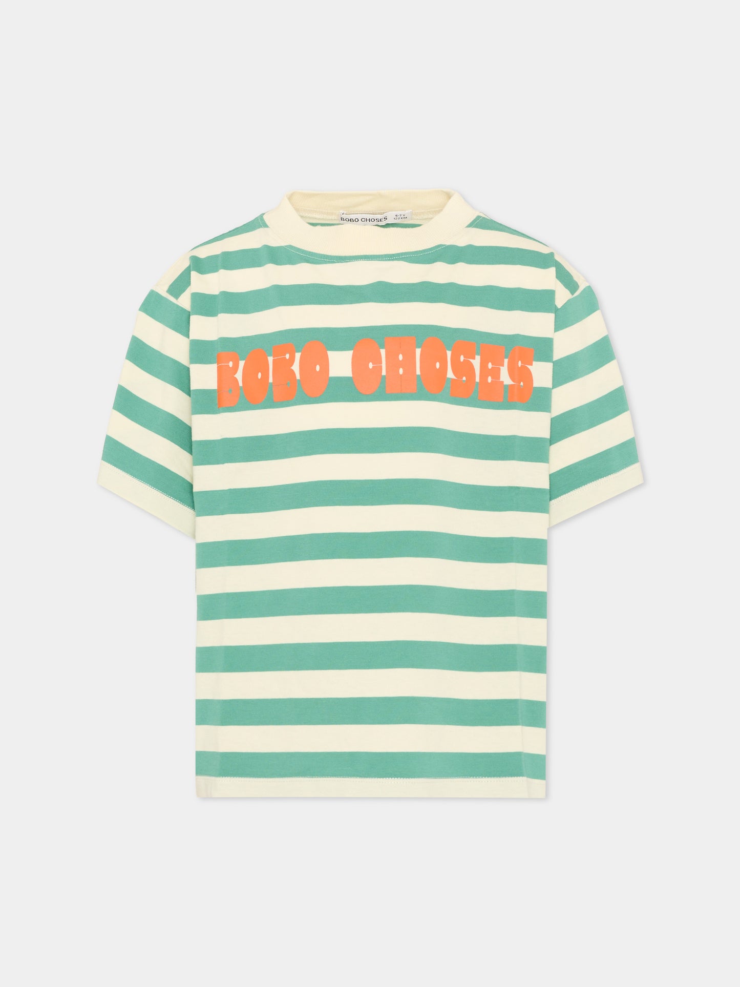 T-shirt multicolor per bambini a righe con logo,Bobo Choses,B126AC136