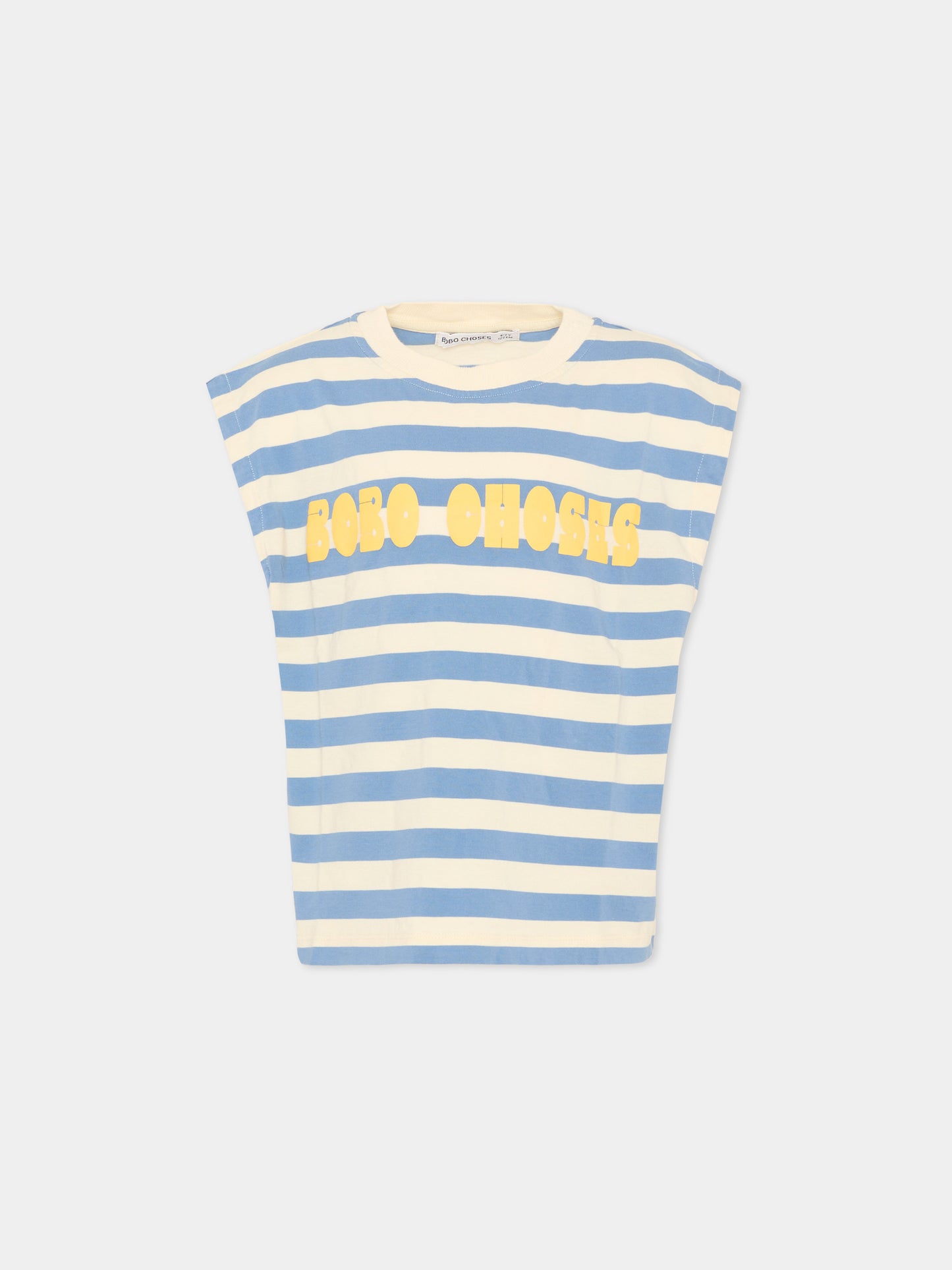 Canotta blu a righe per bambino con logo,Bobo Choses,B126AC140