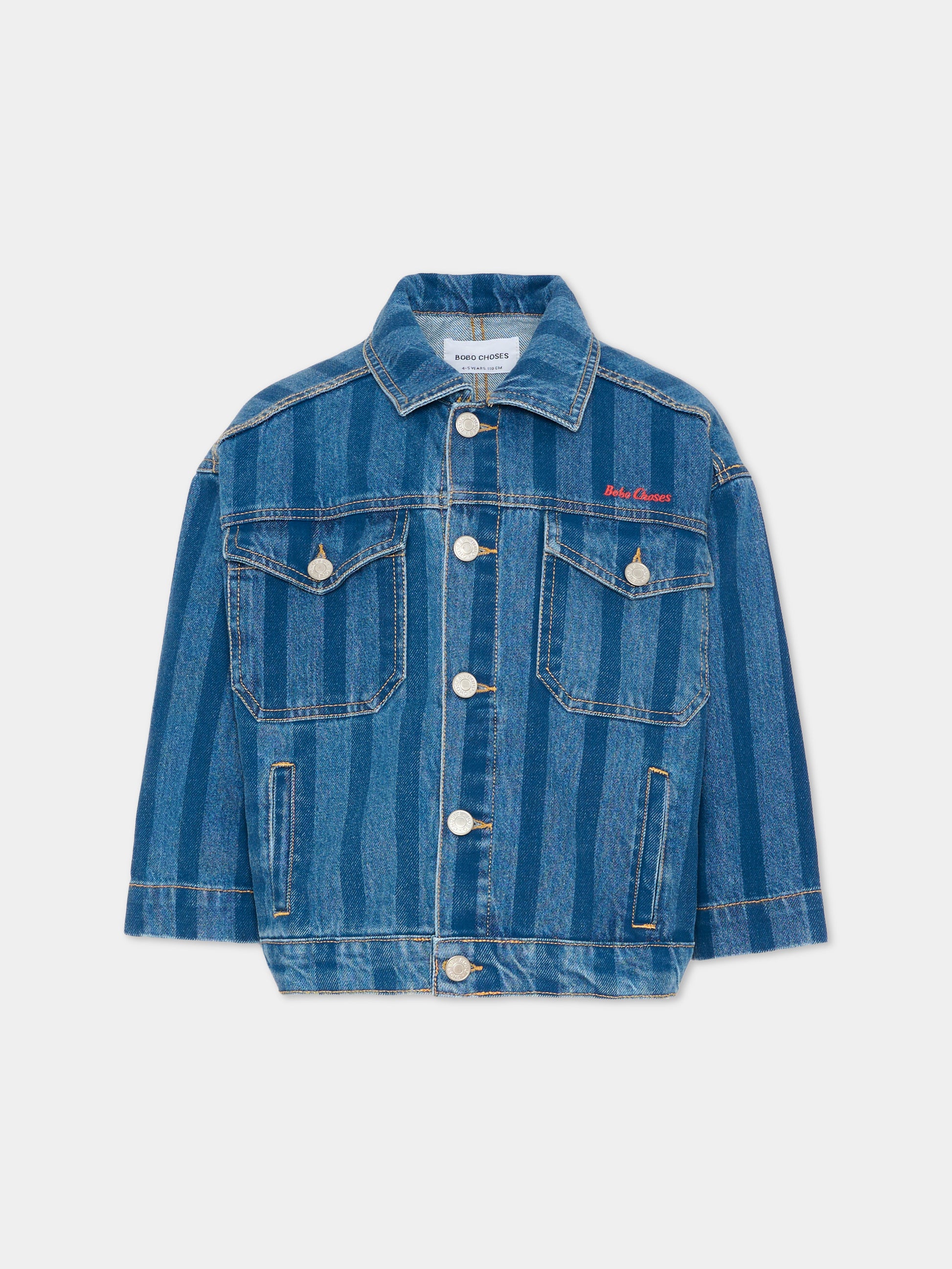 Giubbotto di jeans denim per bambini a righe,Bobo Choses,B126AC122