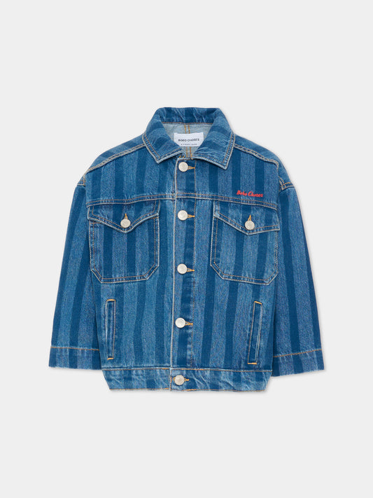 Giubbotto di jeans denim per bambini a righe,Bobo Choses,B126AC122