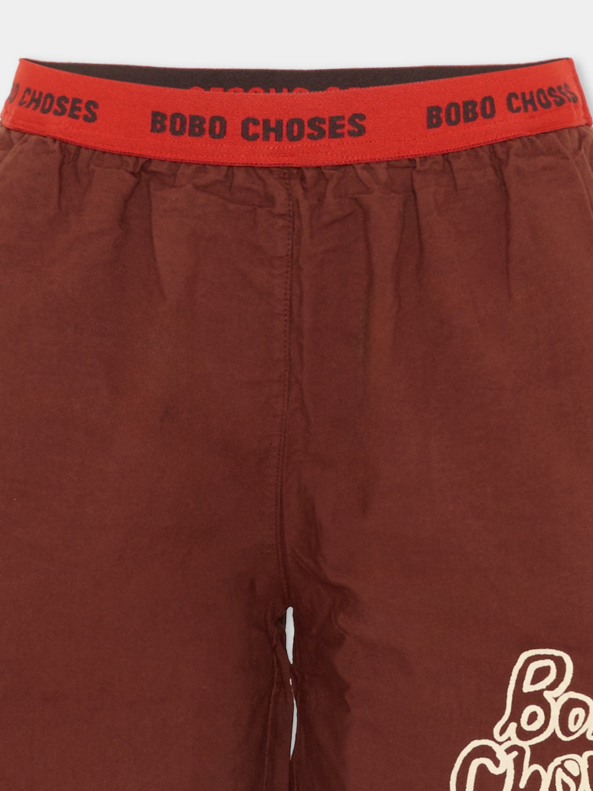 Shorts sportivi marroni per bambini con logo,Bobo Choses,B126AC145