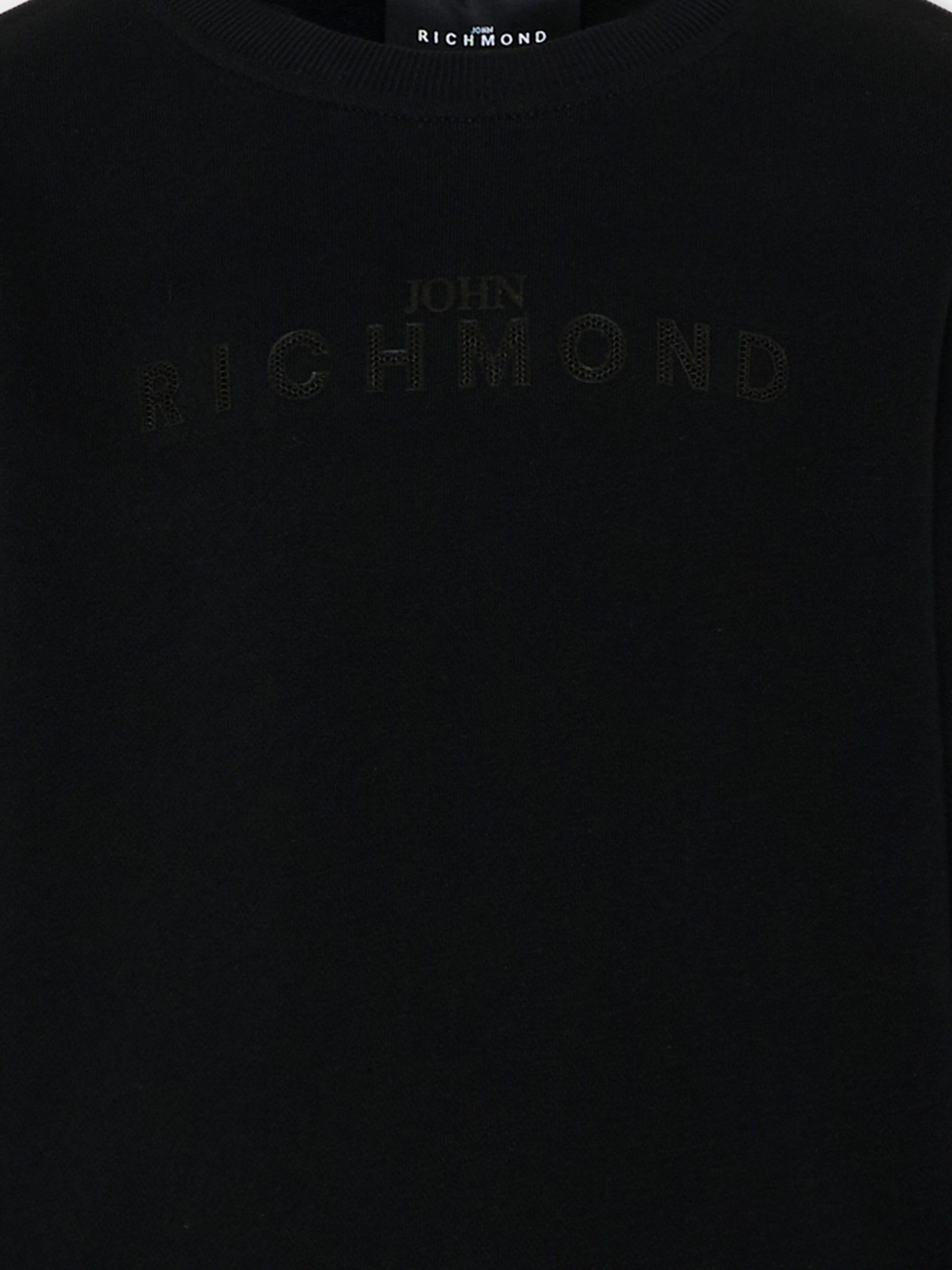 Felpa nera per bambini con logo,Richmond,RBP26013FE BLACK