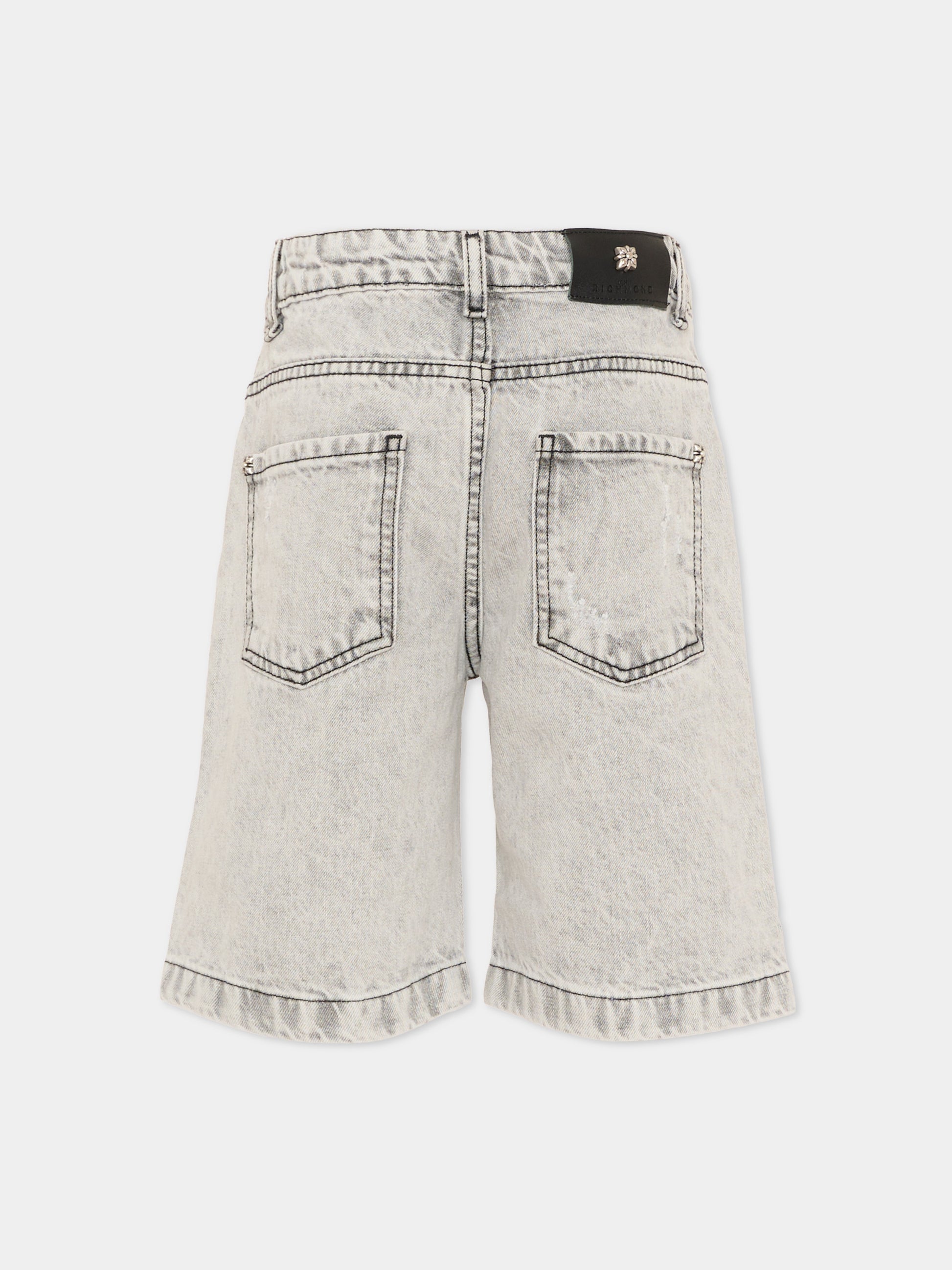 Shorts denim per bambino grigio,Richmond,RBP26093BE DENIM GREY LIGHT