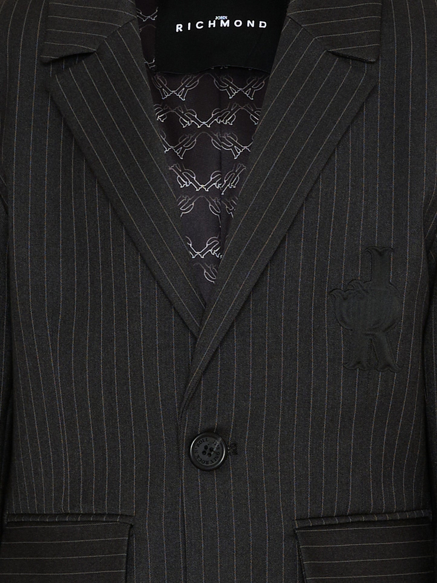Giaccha grigia gessata per bambino,Richmond,RBP26075GC GREY DARK PINSTRIPE