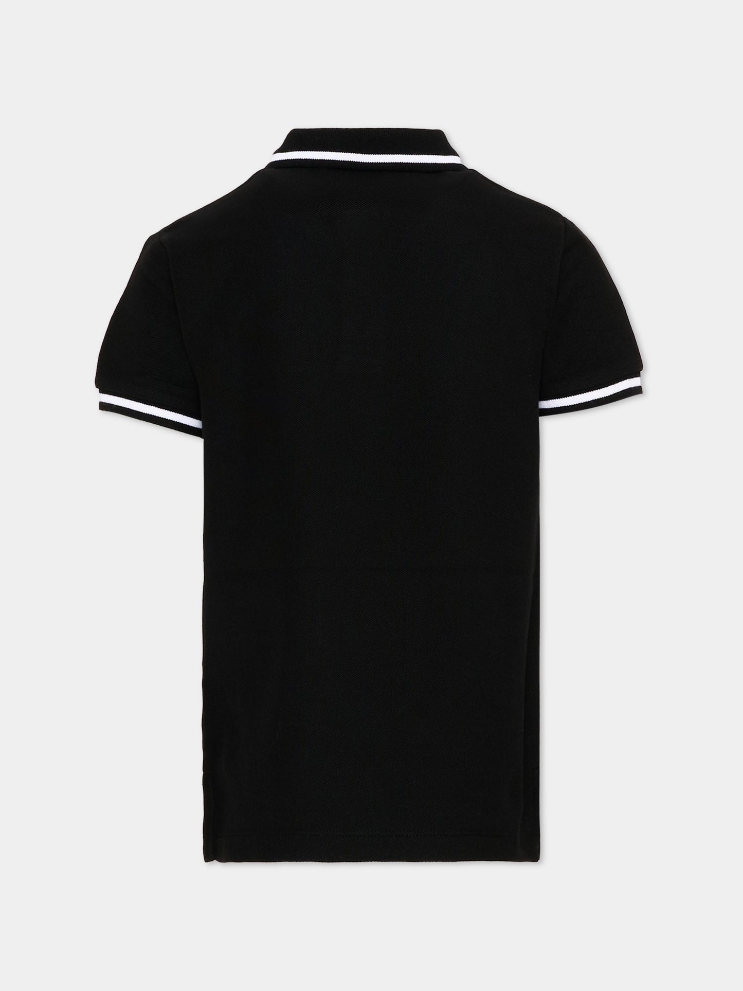 Polo nera per bambino con logo,Richmond,RBP26022PO BLACK