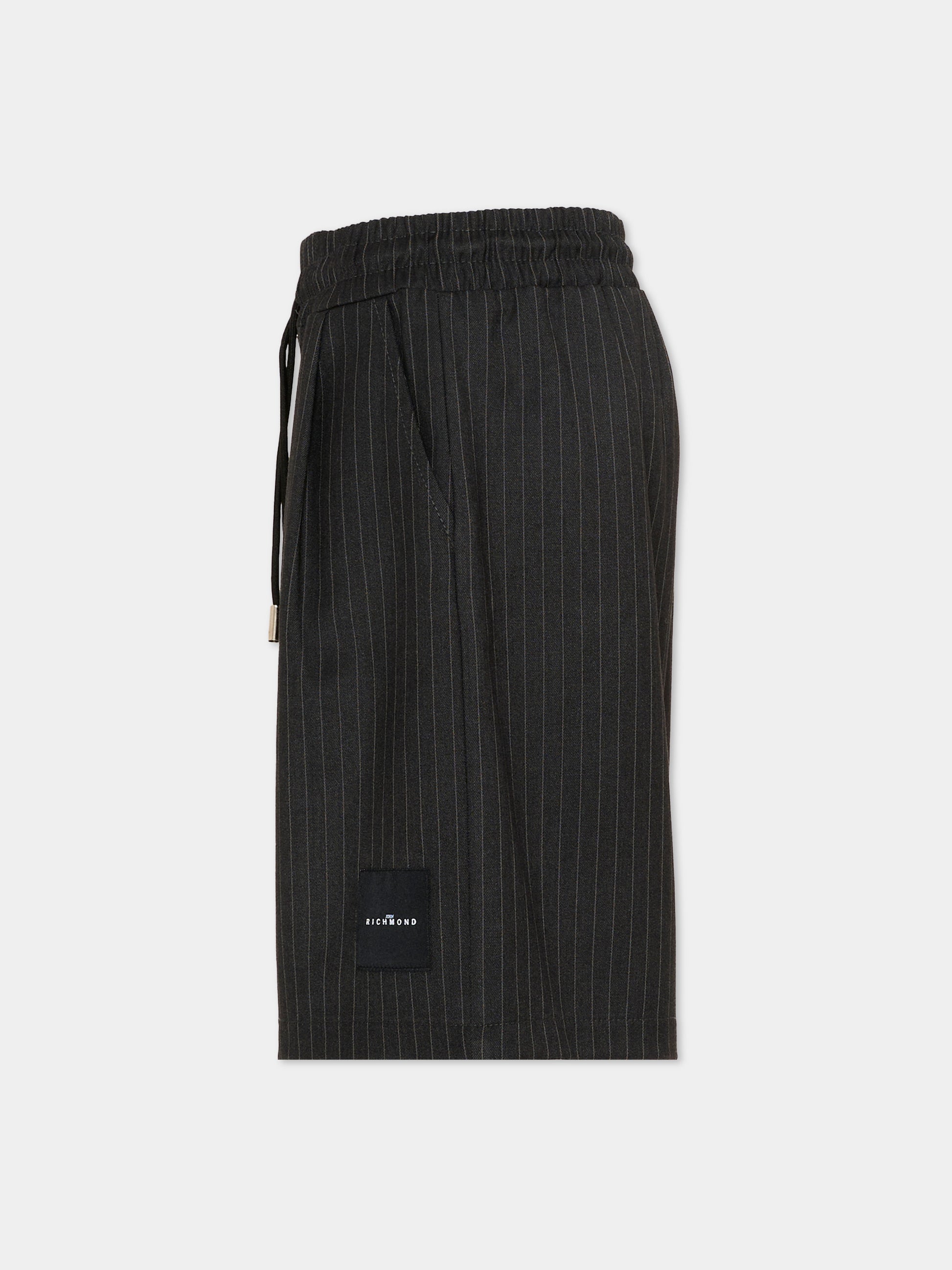 Shorts eleganti grigi gessati per bambino,Richmond,RBP26082BE GREY DARK PINSTRIPE