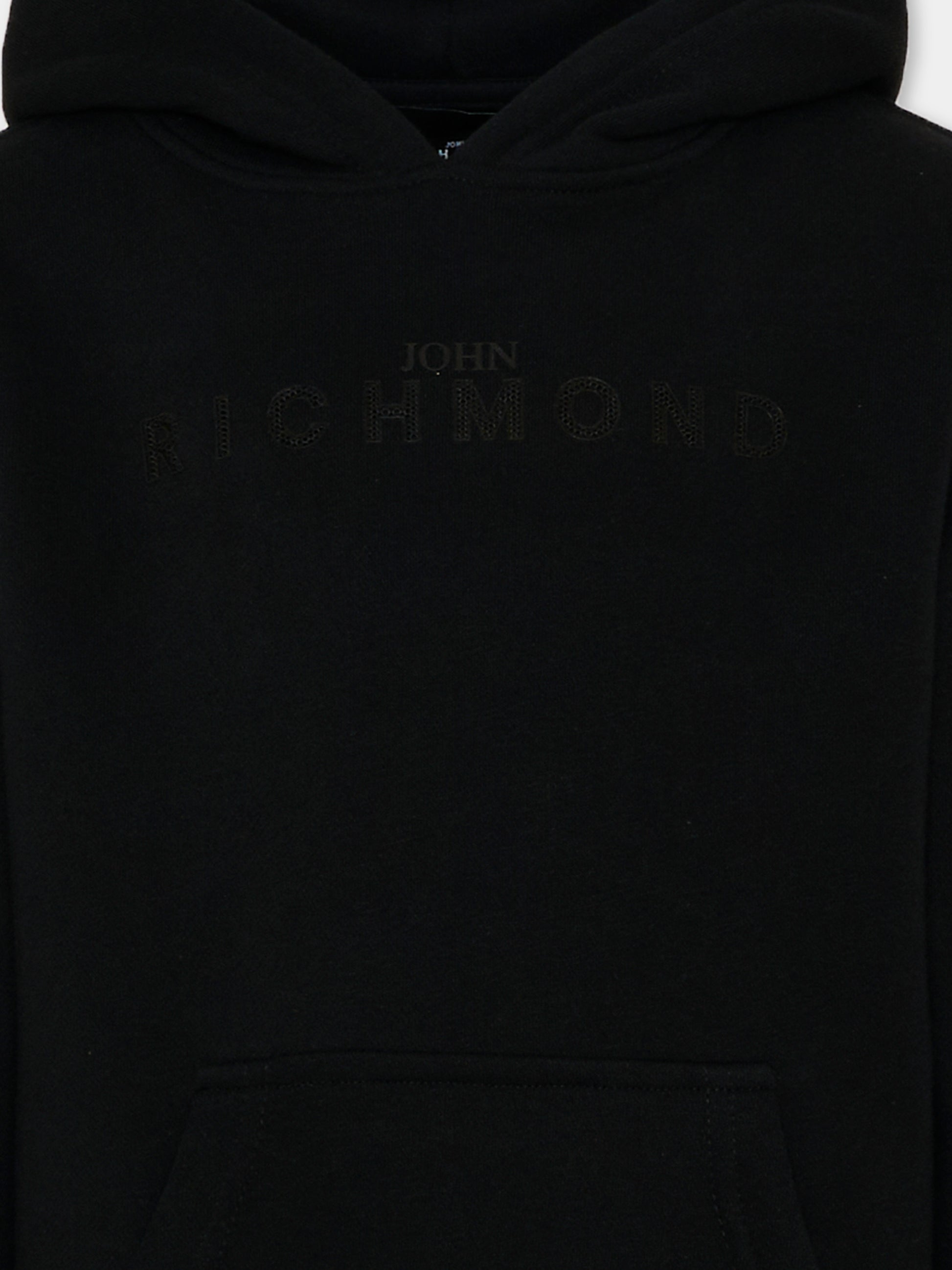 Felpa nera per bambini con logo,Richmond,RBP26003FE BLACK