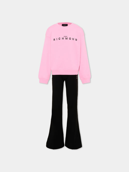 Completo sportivo rosa per bambina con logo,Richmond,RGP26014CF PINK BEGONIA