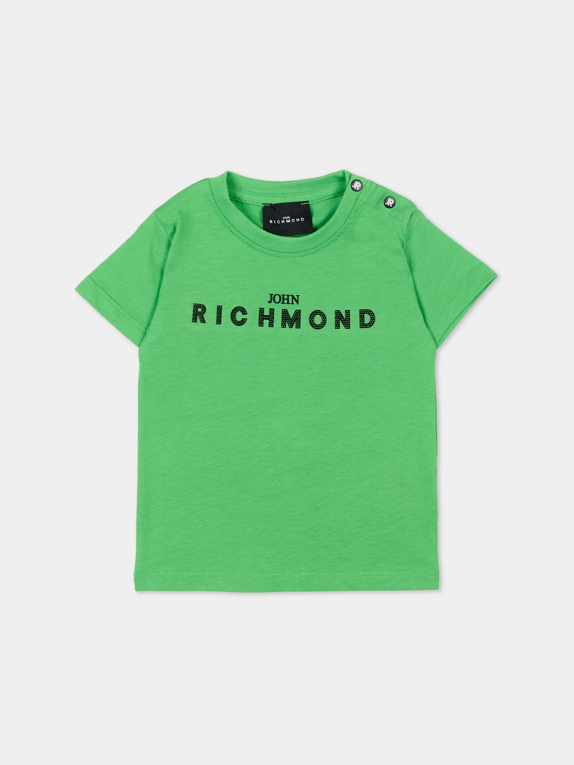 T-Shirt verde per neonato con logo,Richmond,RIP26002TS GREEN VIBRANT