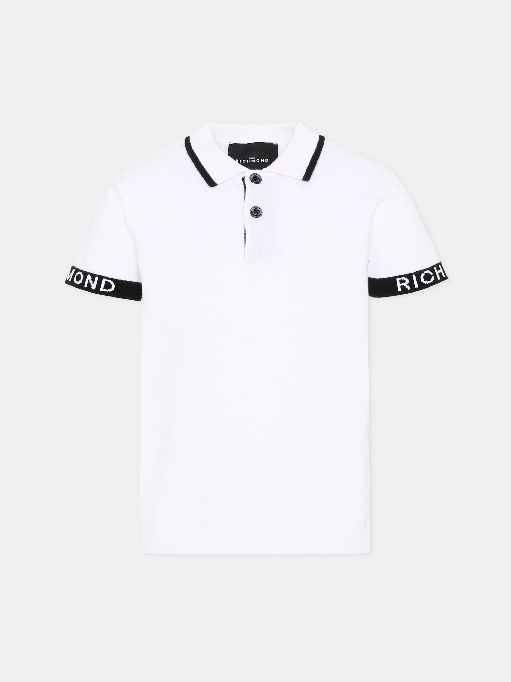 Polo bianca per bambino con logo,Richmond,RBP26147PO WHITE