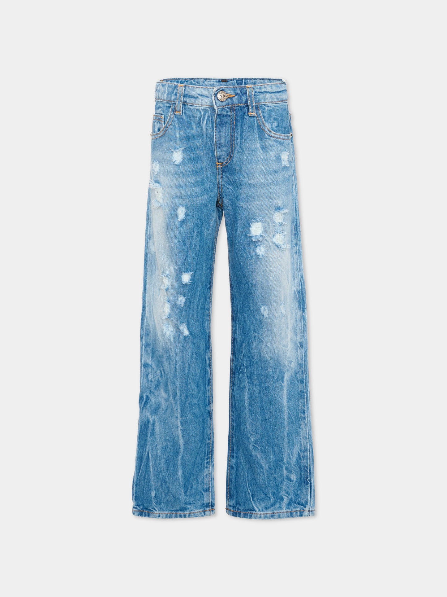 Jeans denim per bambina con logo,Richmond,RGP26221JE DENIM STONEWASH