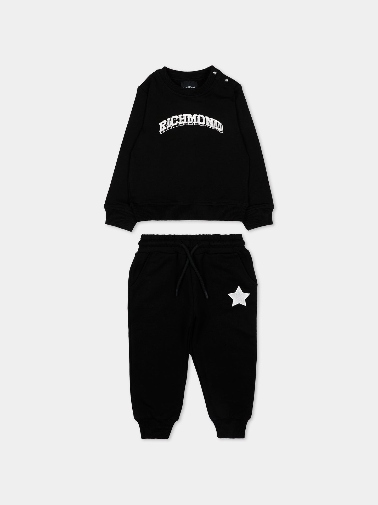 Completo sportivo nero per neonato con logo,Richmond,RIP26136CF BLACK