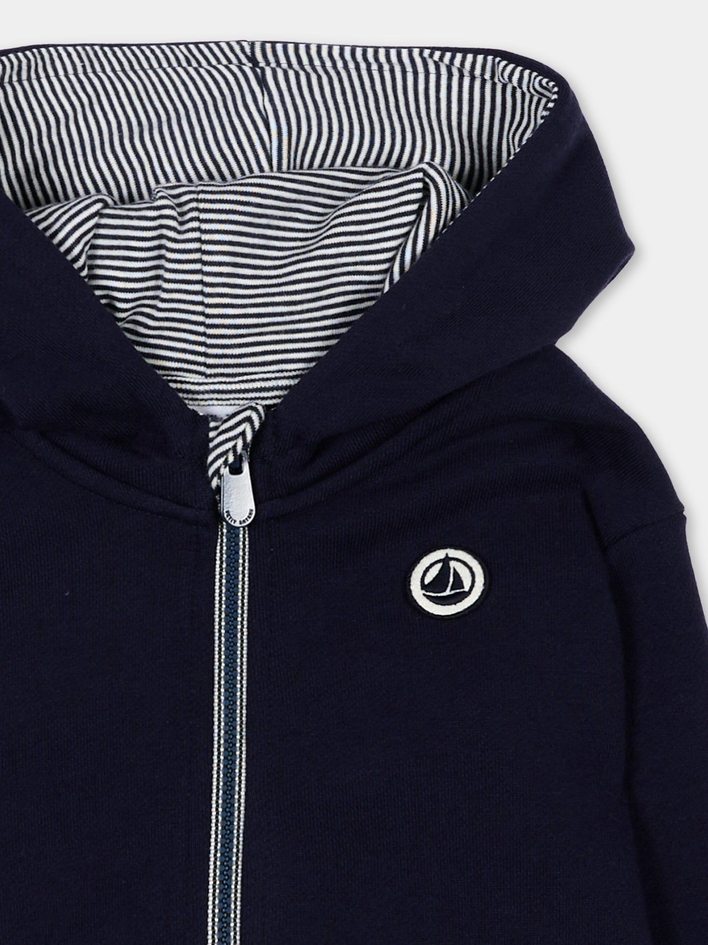 Felpa blu per neonato a righe,Petit Bateau,A0FB0 SOIR 01