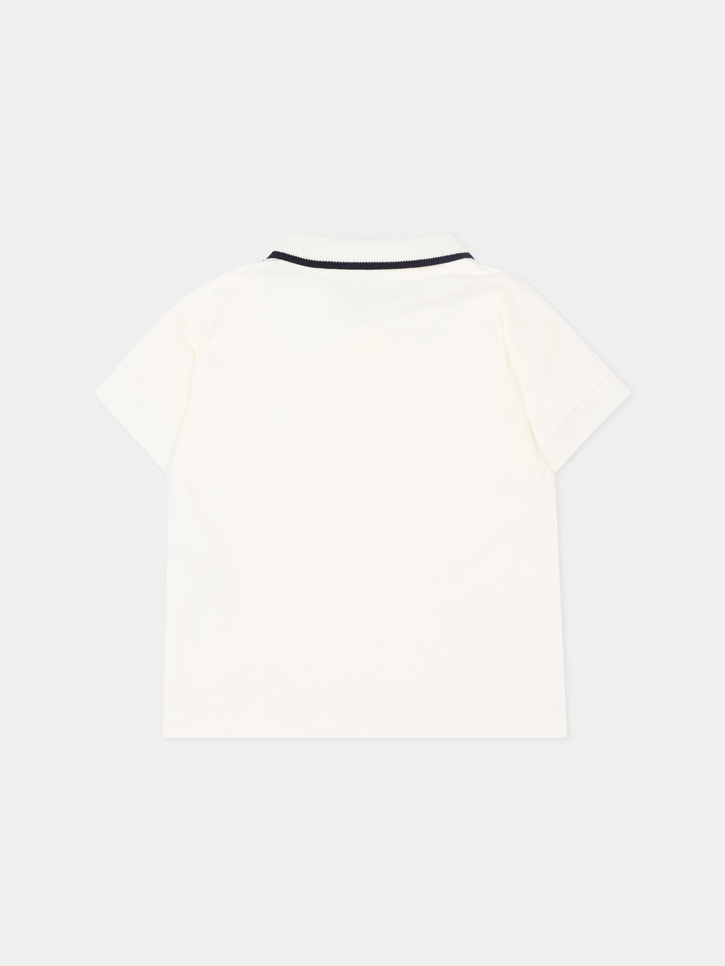 Polo bianca per neonato con logo,Petit Bateau,A0FB5 MARSHMALLOW 01